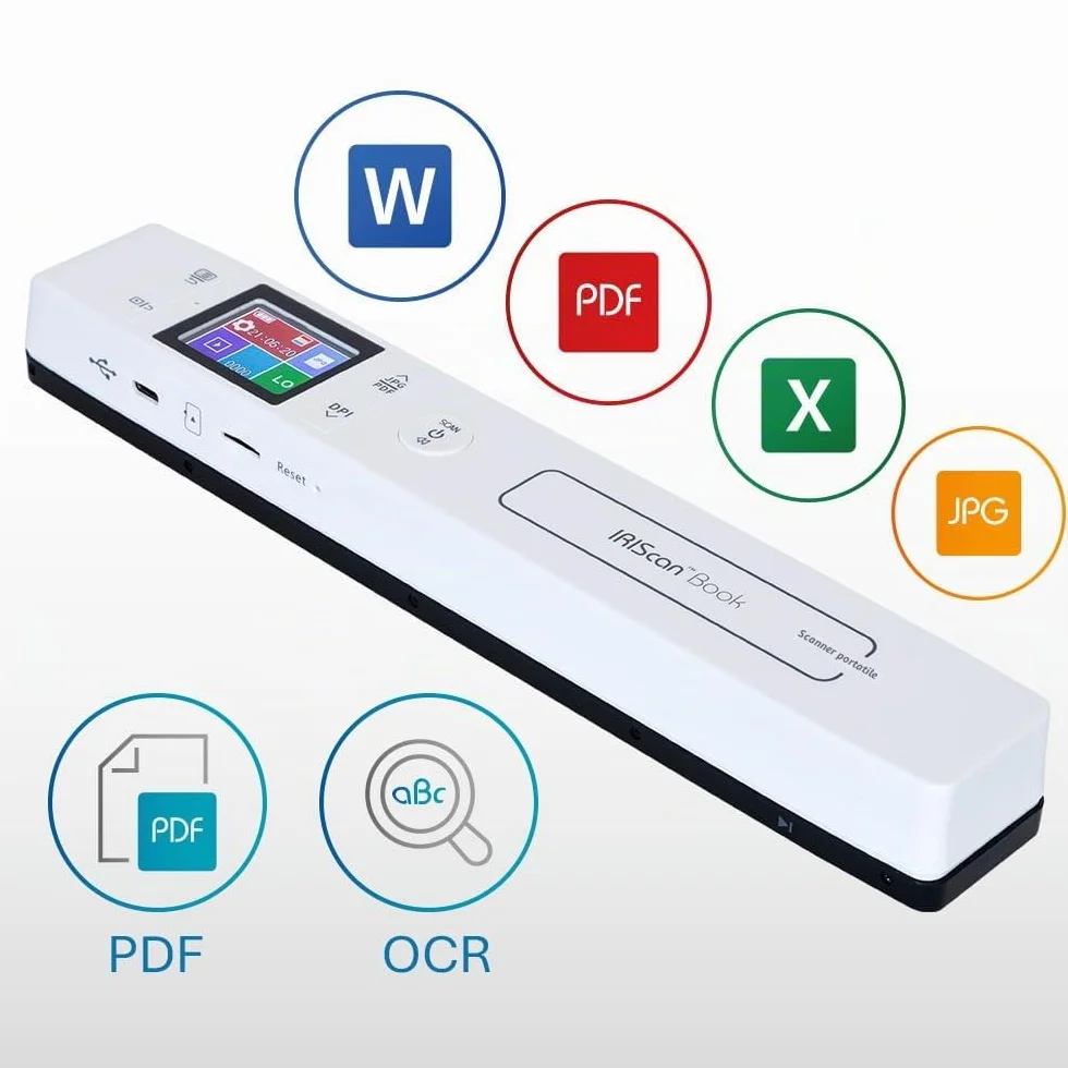 IRIScan Book v7 scanner portatile senza fili A4, editor PDF gratuito, scansione USB Win Mac