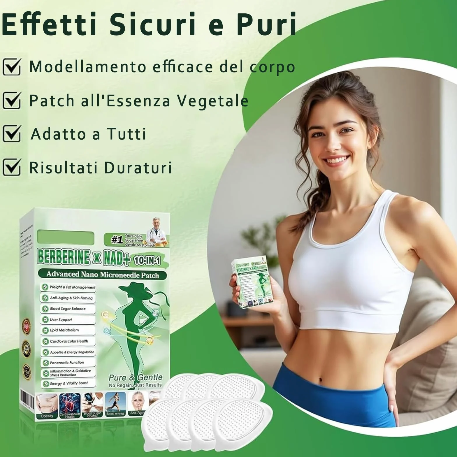 Cerotti Dimagranti 10 IN 1 Berberina Patch Rimodellamento Corporeo Cura Della Pelle 14 Pezzi