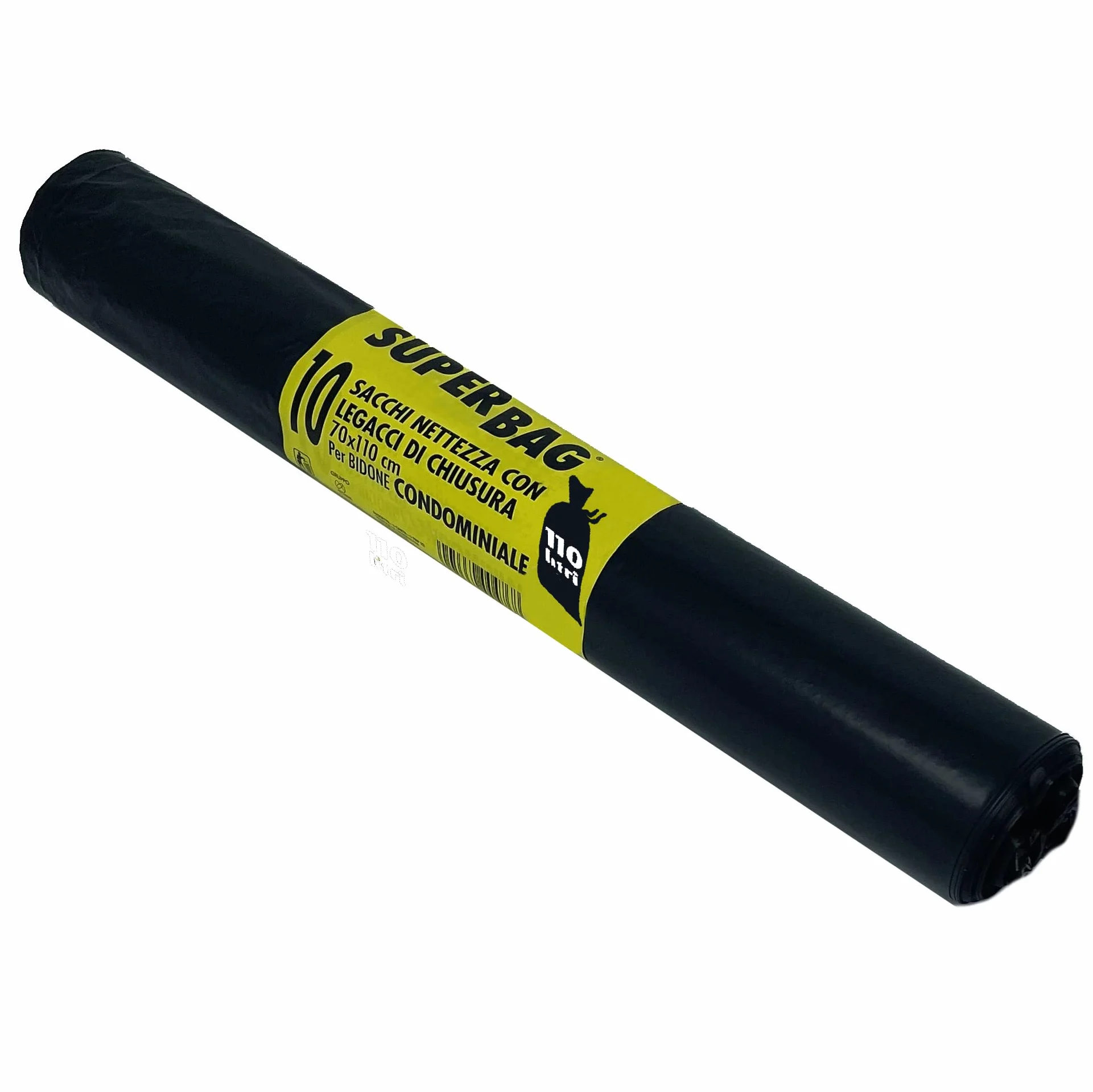 FRIO Sacchetti Spazzatura 110 Litri Neri 70x110 cm PE Riciclato con Legacci