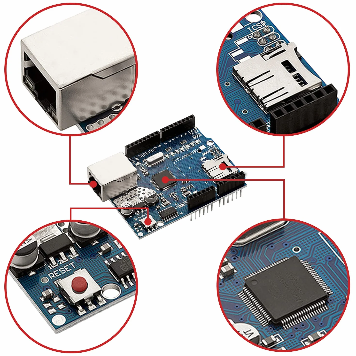 AZDelivery Ethernet Shield W5100 con Slot per Schede MicroSD compatibile con Arduino incluso E-Book!