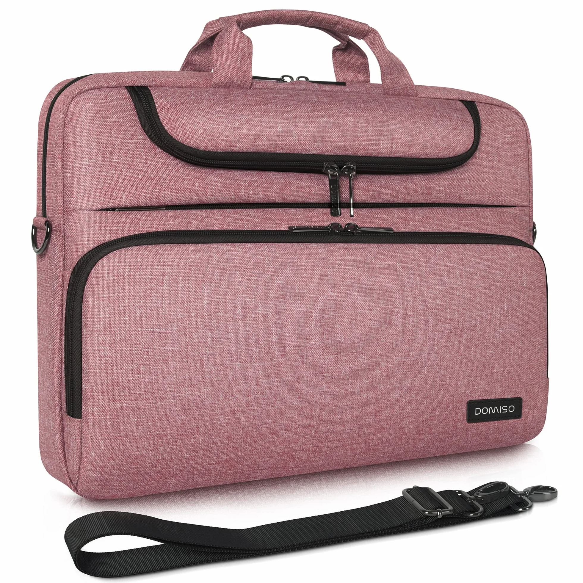 DOMISO 14 Pollici Borsa PC Impermeabile Custodia Messenger Ventiquattrore per Computer Portatile/Notebook/Apple/HP Stream 14 Pavilion 14 / Dell/Asus, Rosa+Nero