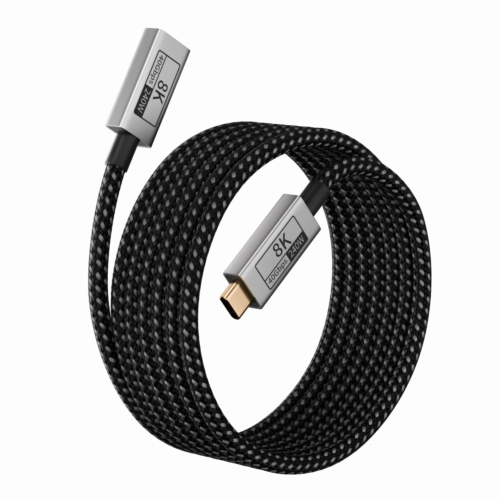 3 M Lungo Cavo Prolunga USB C Compatibile con Thunderbolt 5/4/3,USB-C Maschio-Femmina 40Gbps Trasmissione Dati,240W 5A Ricarica Rapida,8K@120Hz Video per Monitor/Laptop/SSD/Docking.