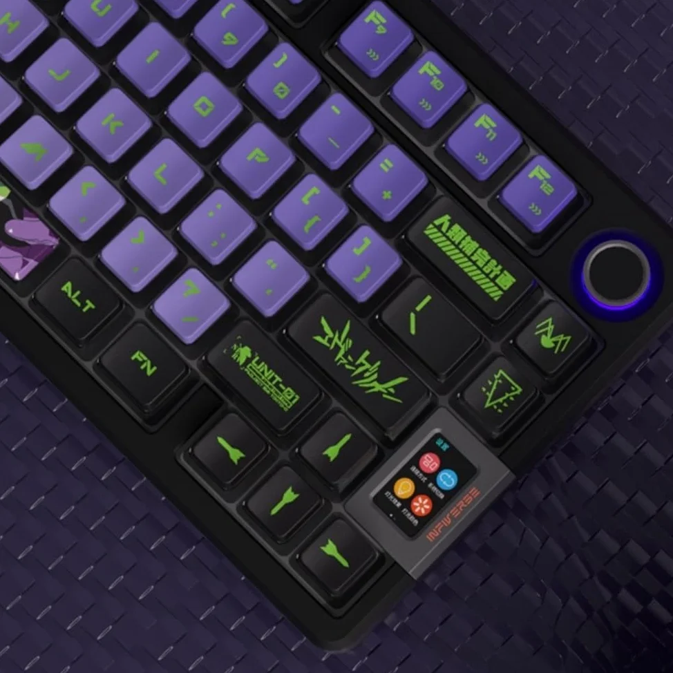 DucKey Copritasti Traslucidi Evangelion, Tastiera da Gioco Meccanica Eva Anime OEM Profilo PBT+Tastiera PC(EVA-01)