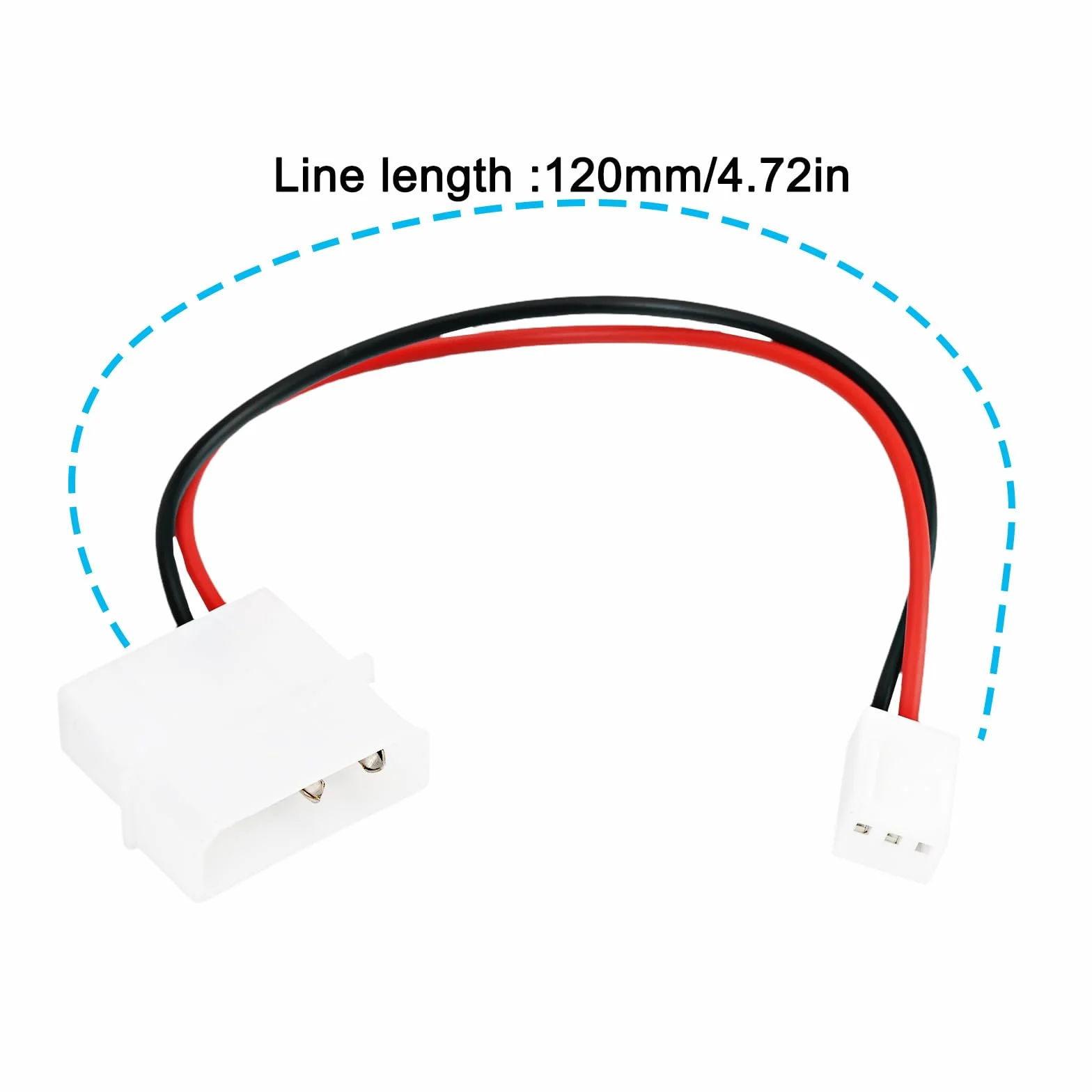 Confezione da 2 cavi adattatori compatibili con Molex 4 pin maschio a 3 pin femmina per ventola a 2 fili per ventola del PC e hub della ventola
