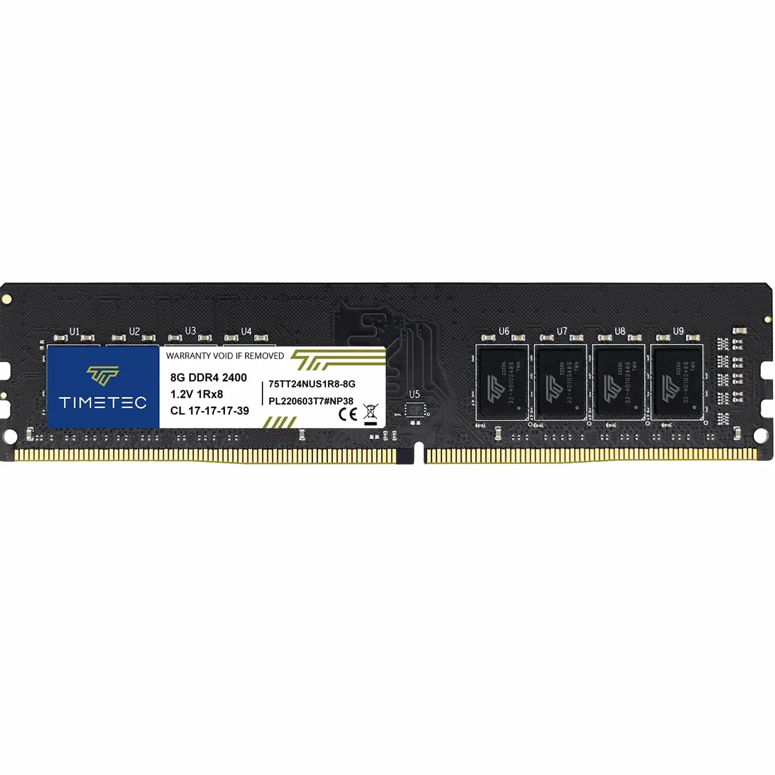 Timetec 8GB DDR4 2400MHz (PC4-2400T) PC4-19200 UDIMM RAM per desktop – Non-ECC Unbuffered, 288 pin, 1,2V CL17 modulo di memoria DIMM