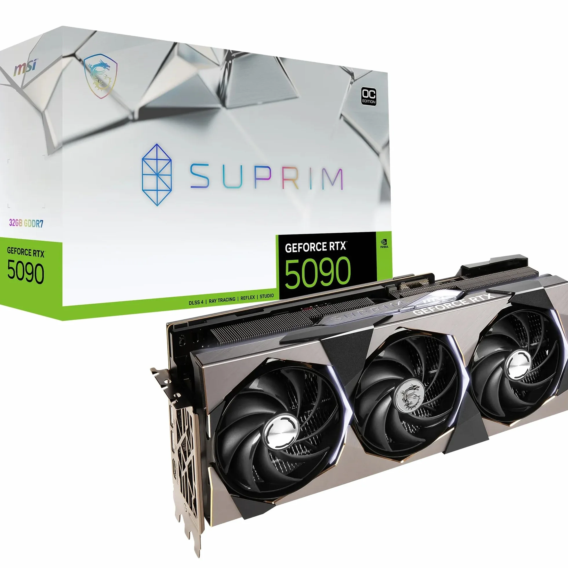 msi NVIDIA GeForce RTX 5090 32G SUPRIM SOC GDDR7 512bit, scheda video con frequenza di boost fino a 2580 MHz, PCIe Gen 5, DLSS 4, 3 porte DP 2.1, 1 porta HDMI 2.1, formato ATX