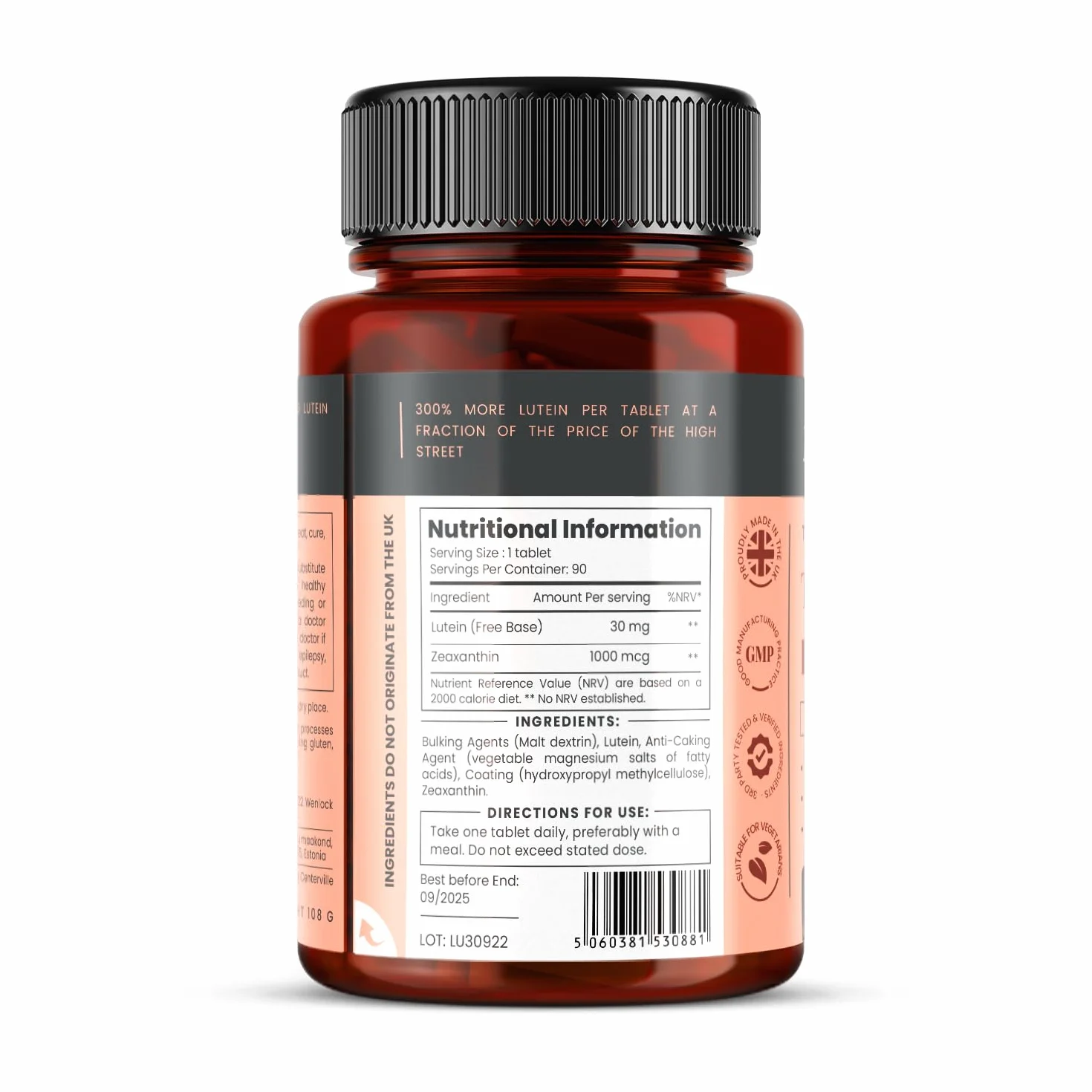 Triplice Concentrazione di Luteina 30mg 90 Compresse Zeaxantina 1000mcg