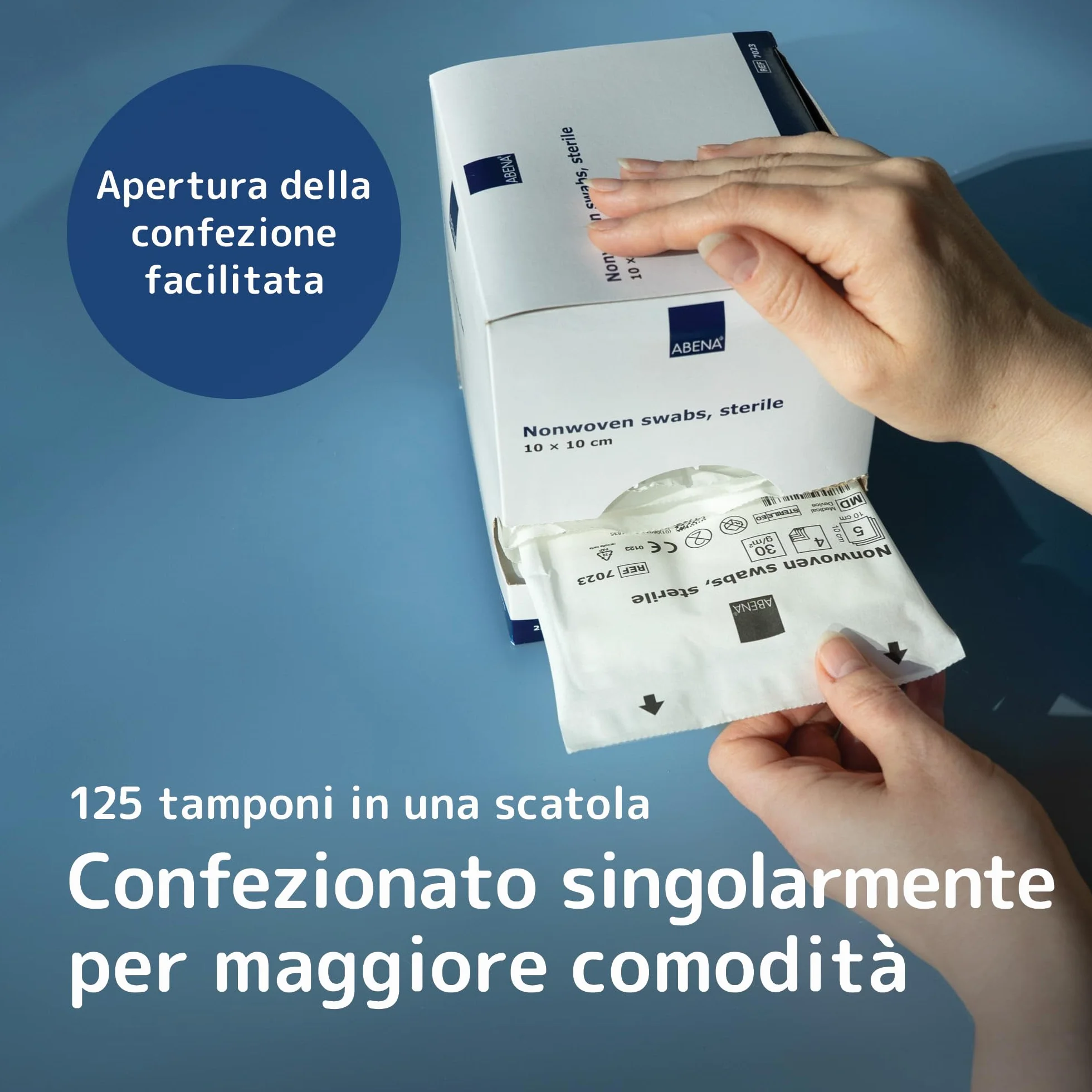 ABENA Garze Sterili 10x10 cm Tessuto Non Tessuto Compresse Garza Sterile per Medicazione 125 Pezzi