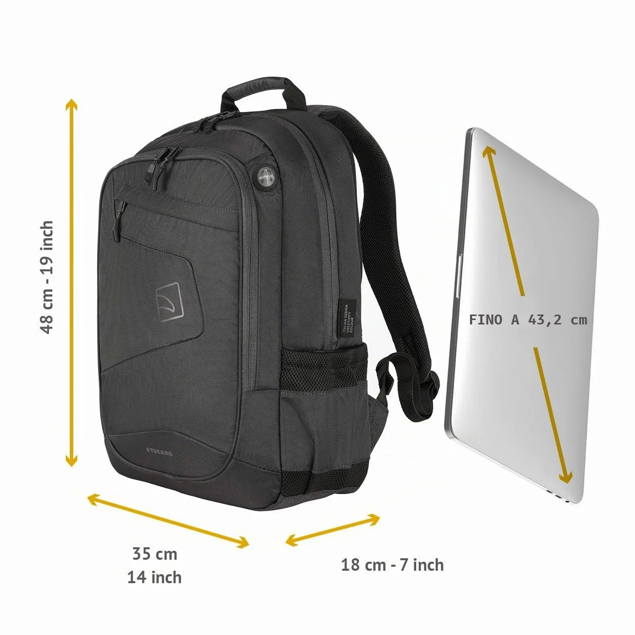 Tucano Lato Zaino per MacBook PRO e Notebook Fino a 17" [PC]
