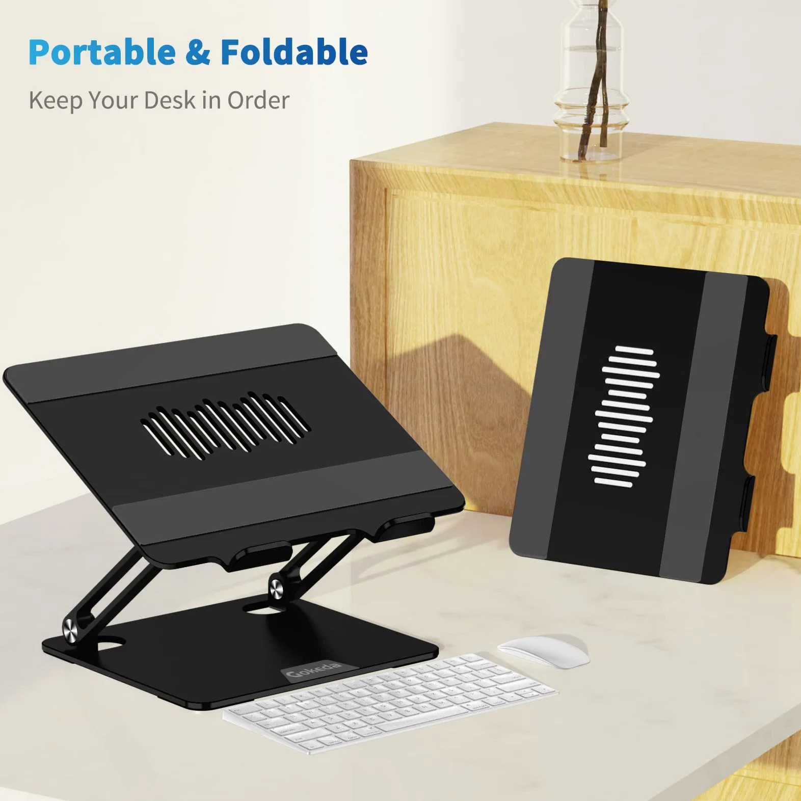 GOKEDA Supporto Per Pc Portatile – Supporto Ergonomico in Alluminio per Scrivania, Computer Portatile Riser Compatibile con MacBook Air/Pro, Dell, HP, Lenovo, altri laptop da 10-15,6"