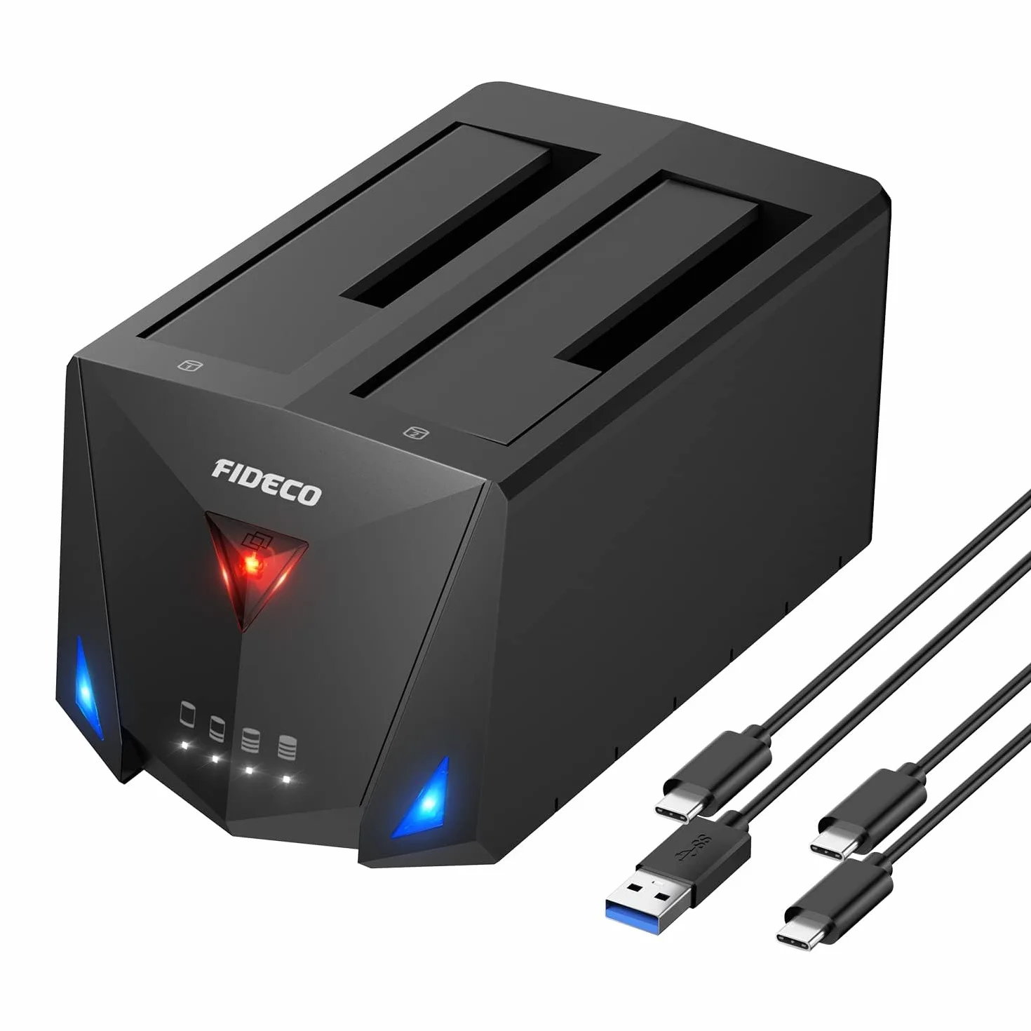 FIDECO Docking Station per Disco Rigido USB 3.2 Gen 1 SATA HDD SSD 2,5" 3,5" Cavo USB A C Clonazione Offline