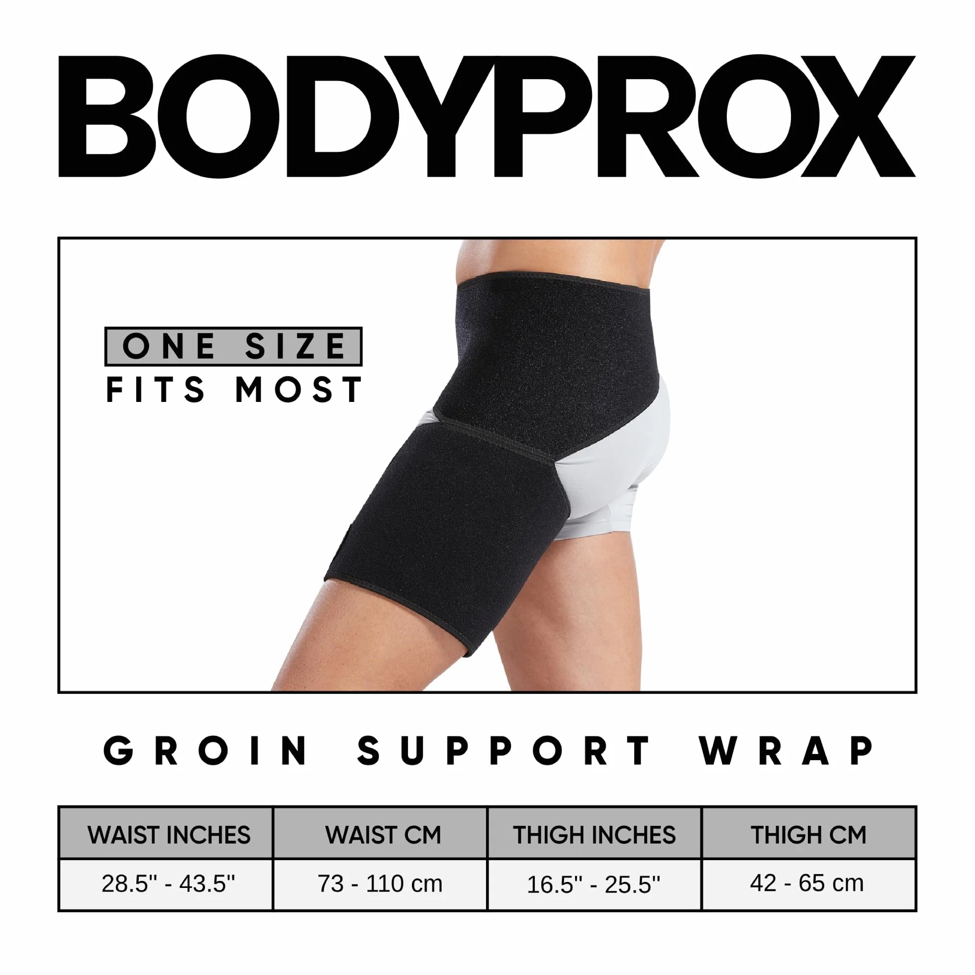 Bodyprox Groin Wrap, Supporto Regolabile per Dolore all'Anca, Coscia e Nervo Sciatico