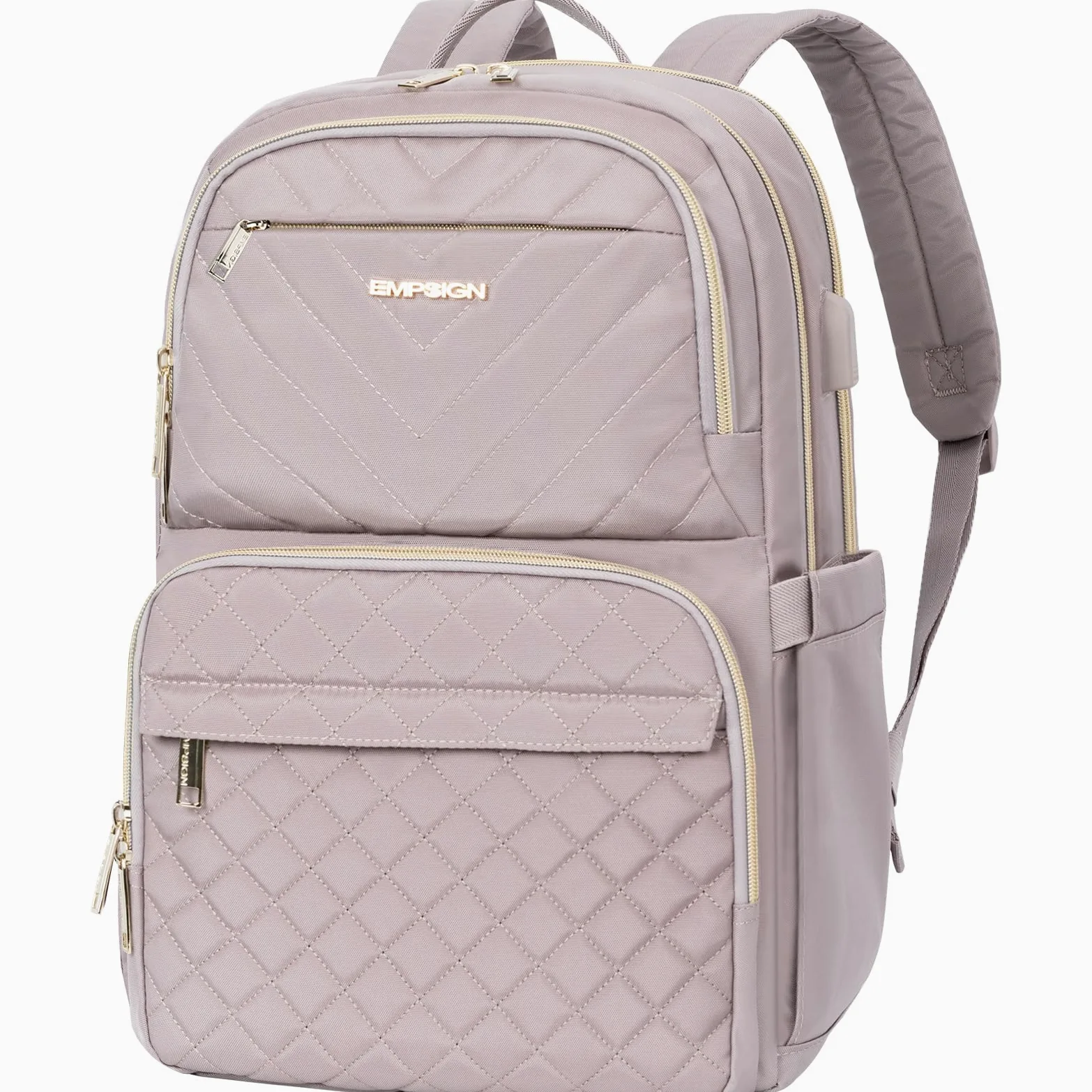 EMPSIGN Zaino Donna 15,6 Pollici con Porta USB, Impermeabile per Scuola, Università, Lavoro, Viaggio e Tempo Libero, Rosa