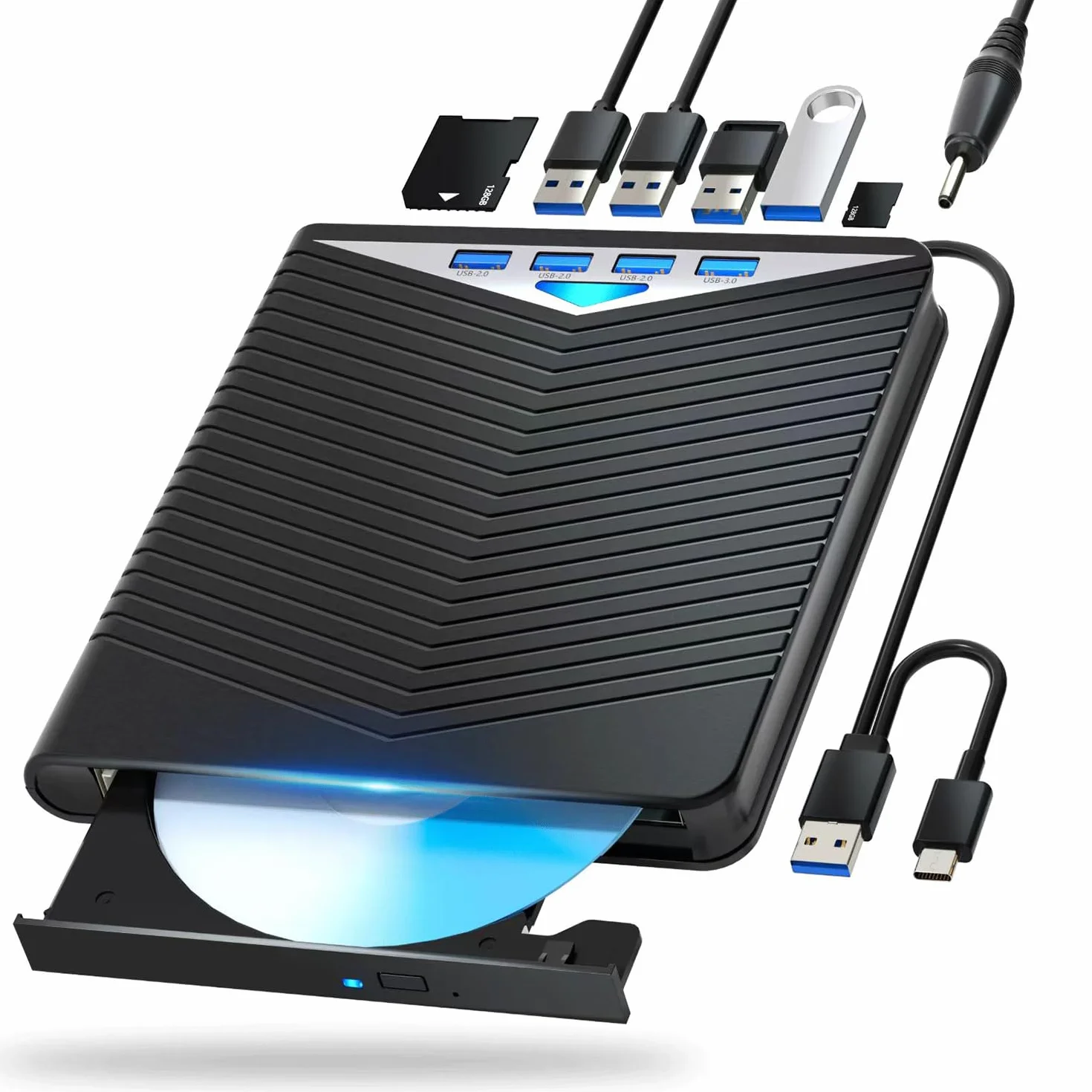 Lettore Blu-ray esterno, lettore DVD/BD, lettura/scrittura, lettore Blu-ray portatile, USB 3.0 e tipo-C, registratore DVD Ultra High Definition Blu-ray per Win 7/8/10/11/PC