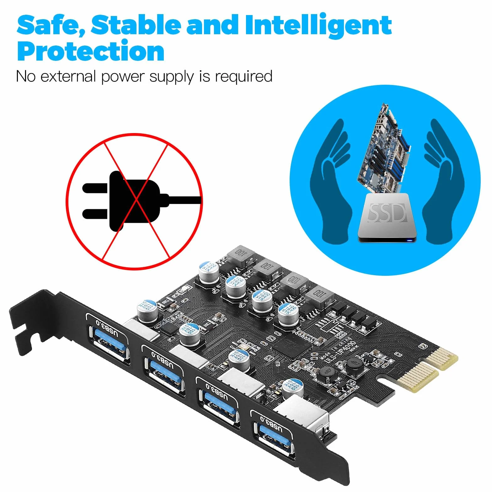 Scheda USB PCI Express 4 porte 5 Gbps, Scheda di espansione USB PCIe per Desktop PC Windows