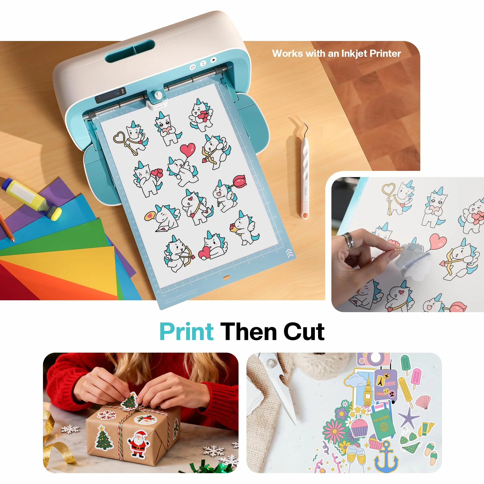 Likcut S41 Plotter da Taglio A4, Starter Kit per Principianti, Macchina per Stickers con Stampa e Taglio, Taglia Vinile, HTV e Cartoncino, Blu