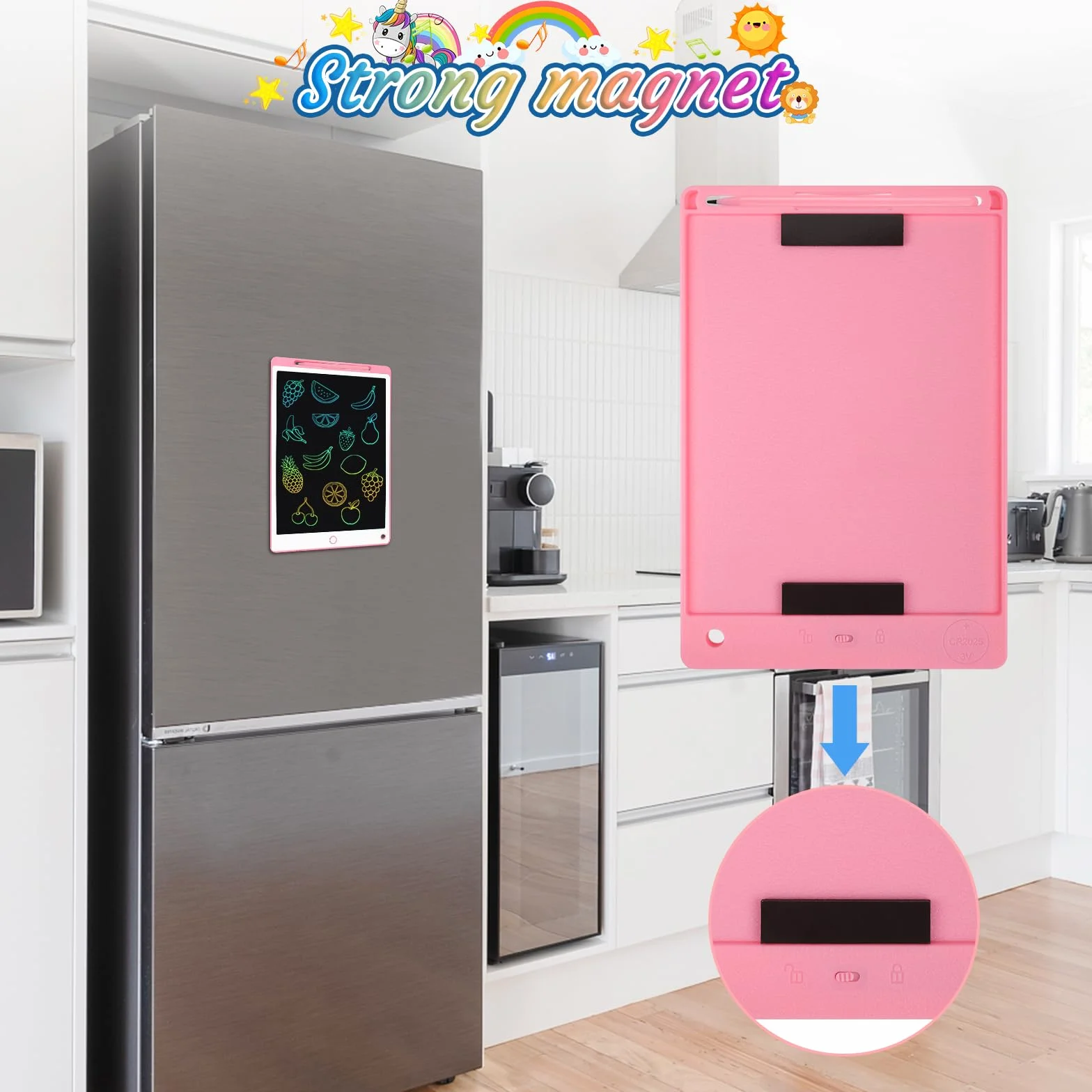Tavoletta Grafica LCD 10.5 Pollici per Bambini con Pulsante Elimina e Blocco, Rosa