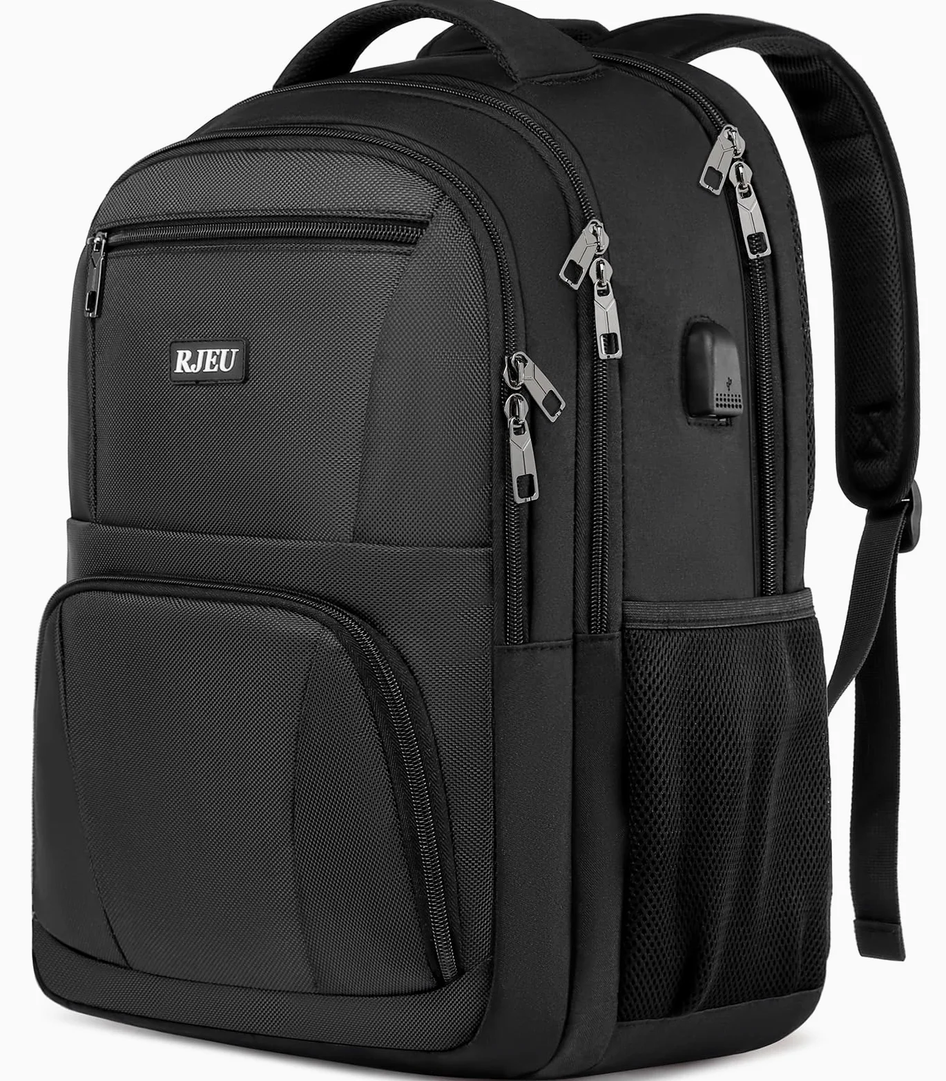 Zaino Uomo, Zaino Scuola Superiore Media Università, Zaino per PC Portatile da 17,3 Pollici con Porta USB, Zaino da Lavoro Impermeabile per Laptop, Viaggio - Regalo per Uomo e Donna, Nero