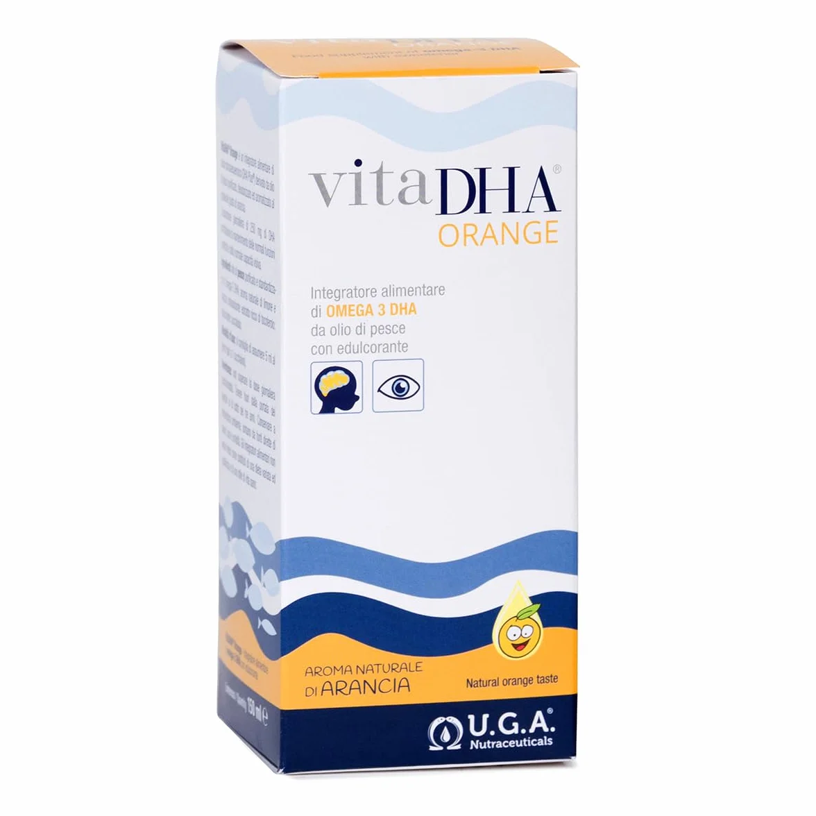 VitaDHA Orange Omega 3 IFOS 5 Stelle 150 ml 1035mg DHA 275mg EPA Omega3 Liquido Vitamina E Gusto Agrumi