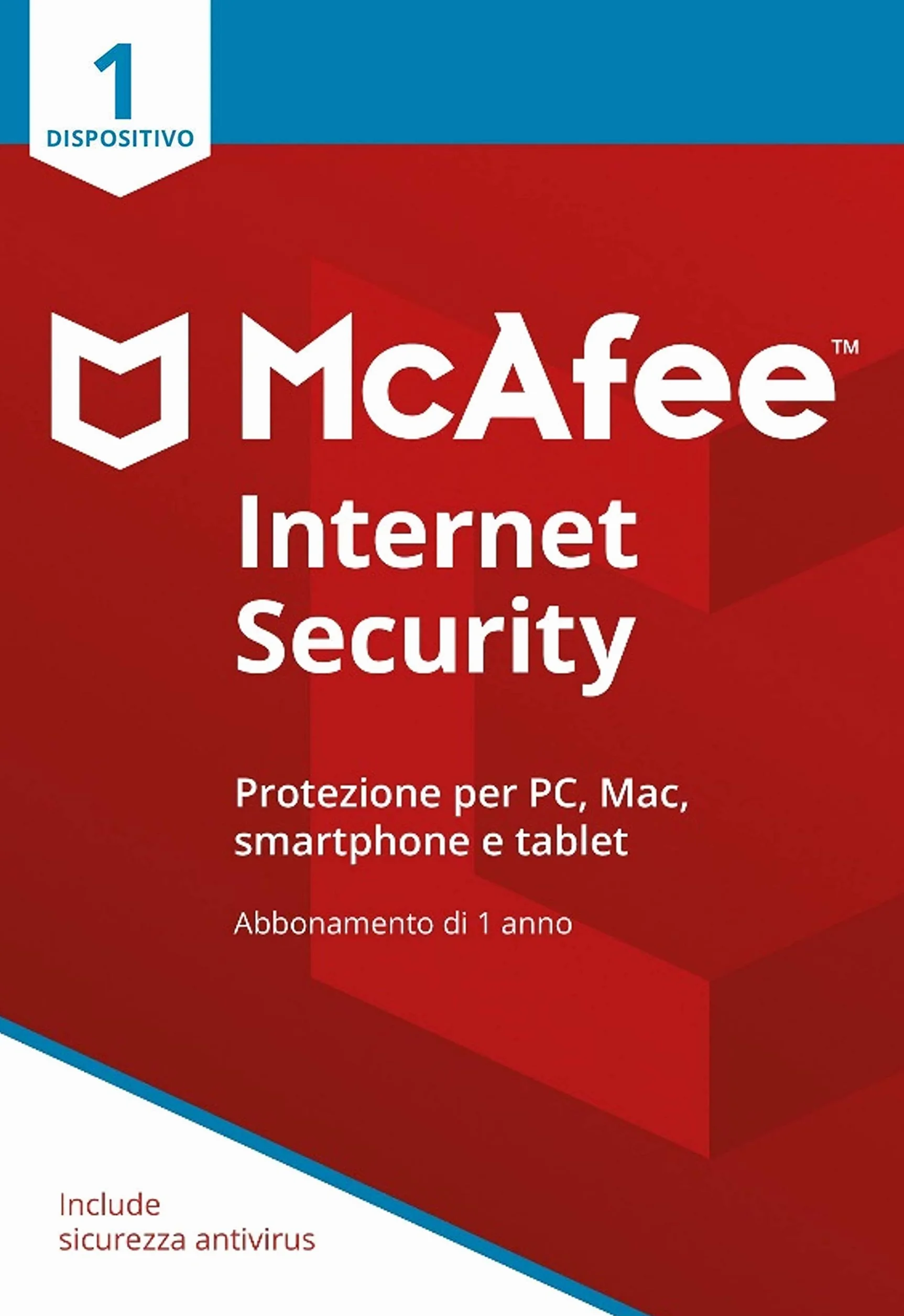 McAfee Internet Security 1 Dispositivo| Abbonamento di 1 anno | PC/Mac/Smartphone/Tablet | Codice di attivazione via posta