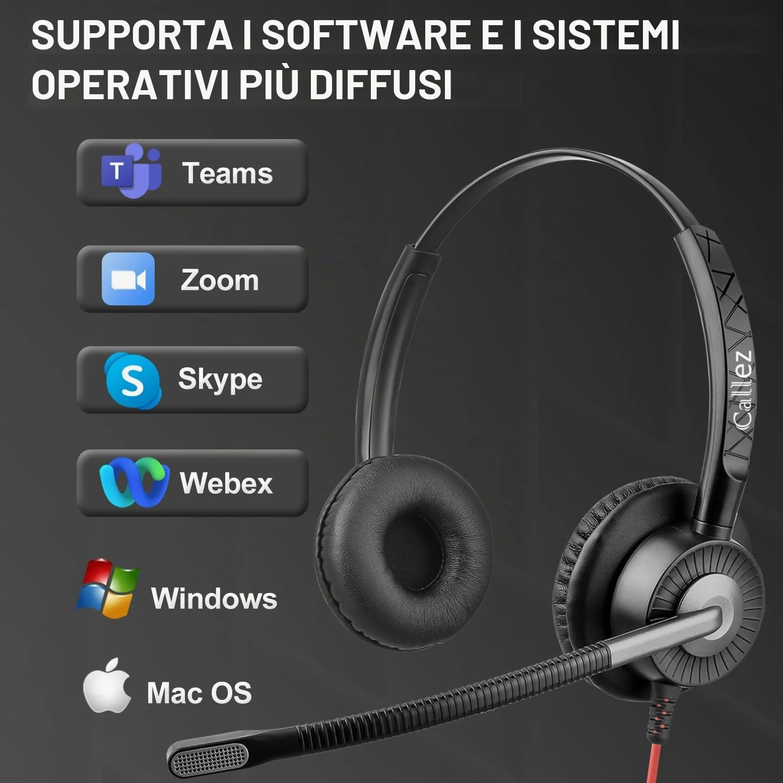 Callez Cuffie USB con Microfono Doppio ENC Cancellazione del Rumore per PC | Cuffie PC Stereo Auricolari Computer con Pulsante Teams per Teams Zoom Lavoro Ufficio Videoconferenze Call Center Business