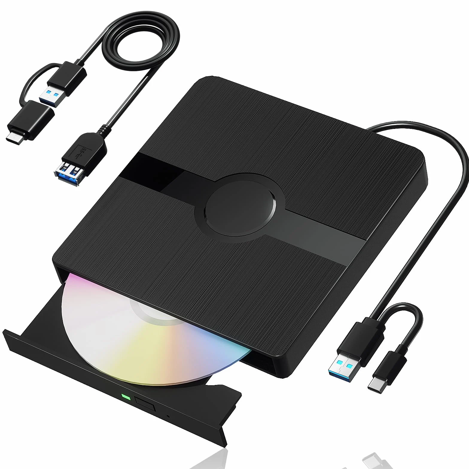 Lettore Blu Ray esterno, USB 3.0 e lettore Blu Ray Type-C con cavo dati di estensione, lettore Blu Ray DVD/CD/BD portatile, lettore Bluray 3D ottico compatibile con Window Macos per Macbook, laptop