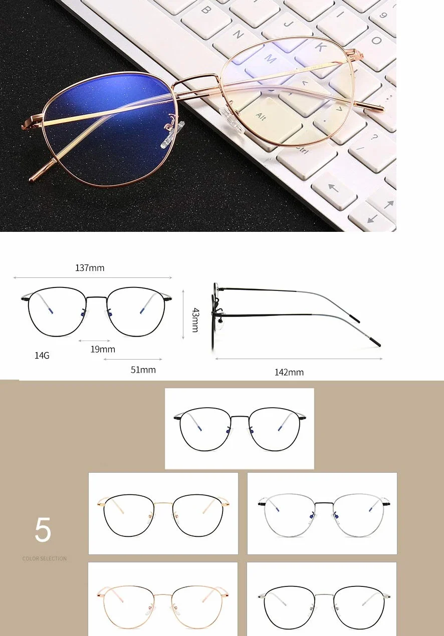 DAUCO Occhiali da Computer Filtro Luce Blu Rétro Tondo Metallo Telaio Anti Luce Blu Antiriflesso