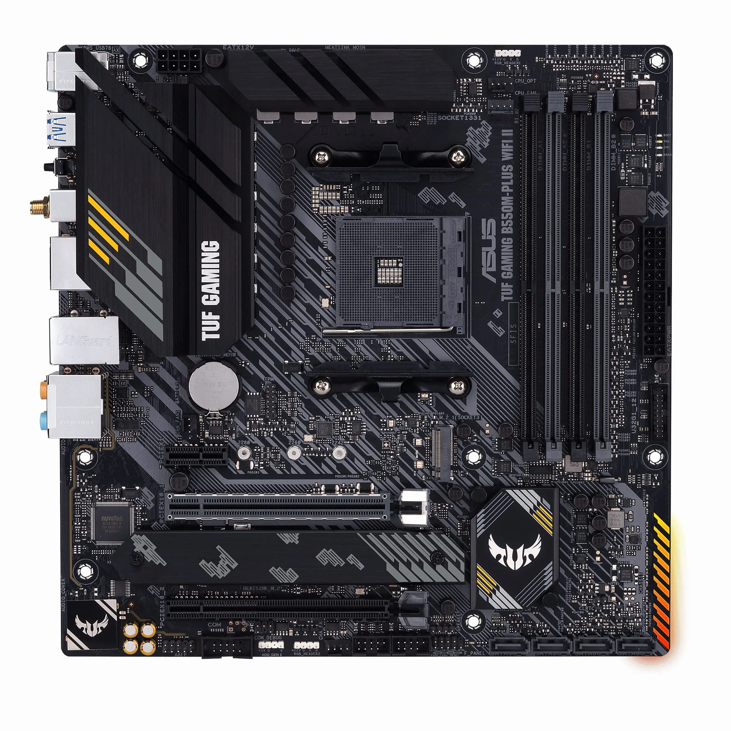 ASUS TUF Gaming B550M-PLUS WiFi II, Scheda Madre Gaming AMD microATX, Socket AM4, DDR4, PCI 4.0, LAN Realtek 2.5Gb, WiFi 6 (802.11ax), 2 M.2, 4 SATA 6GB/s, 2 USB 3.2 Gen 2, Aura Sync RGB, Nero