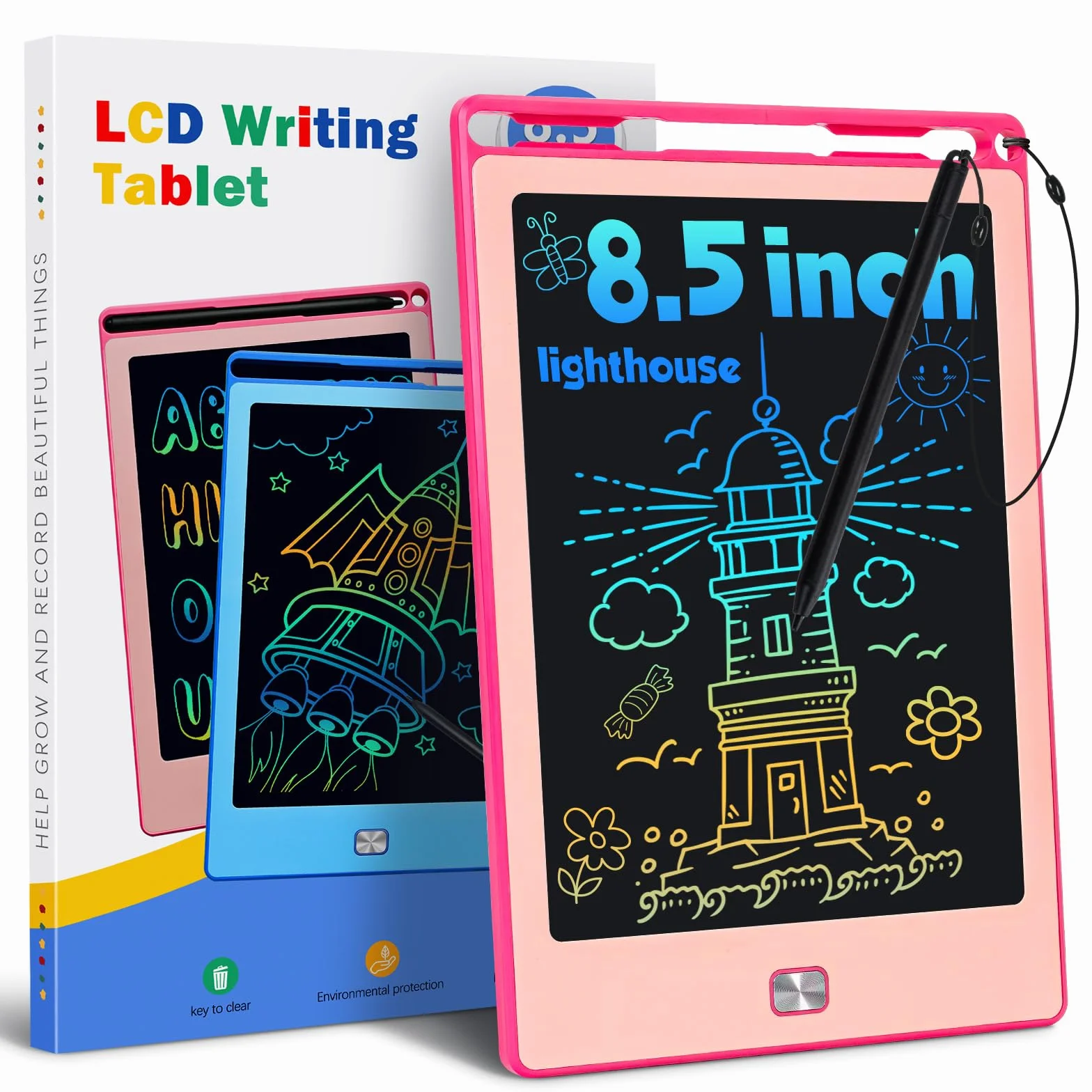 Tavoletta Grafica Bambini LCD 8,5 pollici Lavagnetta Cancellabile Riutilizzabile Rosa