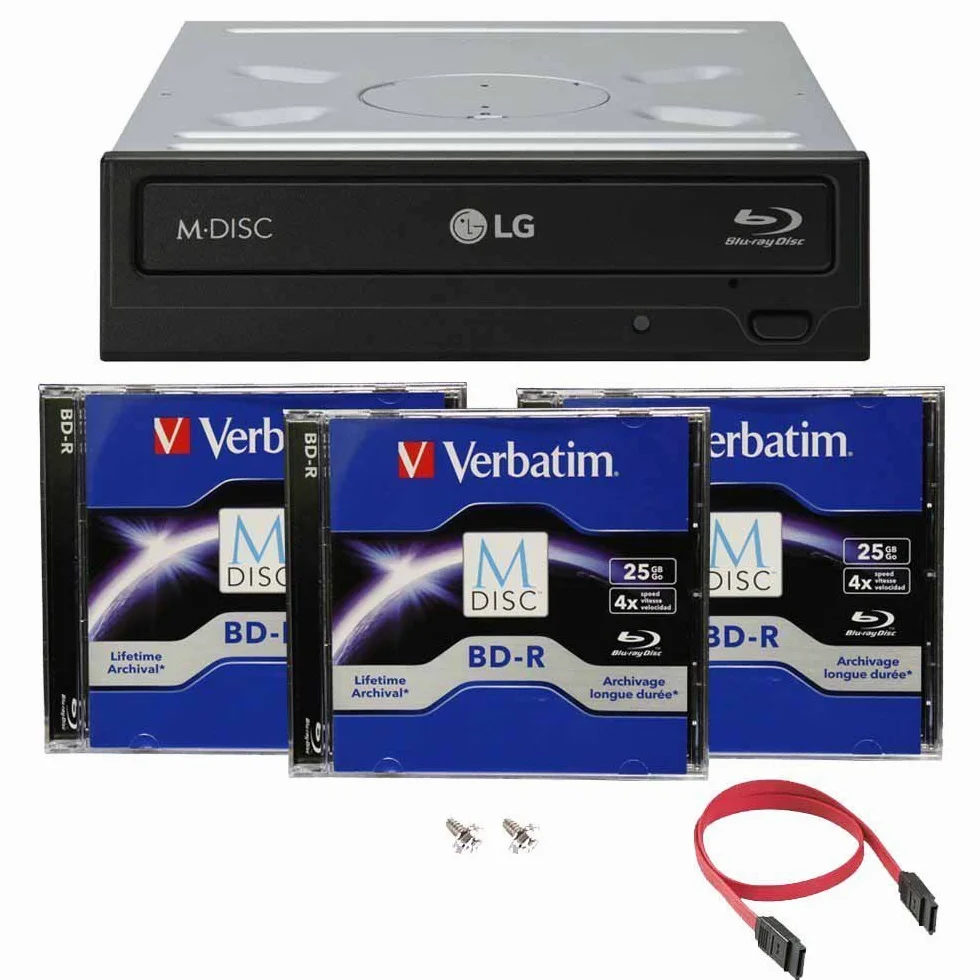 LG 16X Blu-ray Disc M-CD DVD BDXL BD Bluray Burner con 3pk GRATIS Mdisc BD + Cavi e viti di montaggio WH16NS40