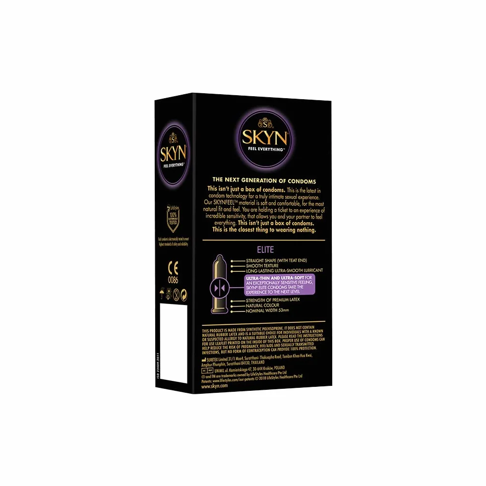 SKYN Elite Preservativi Senza Lattice in Poliisoprene Ultramorbidi Ultrasottili 20 Pezzi