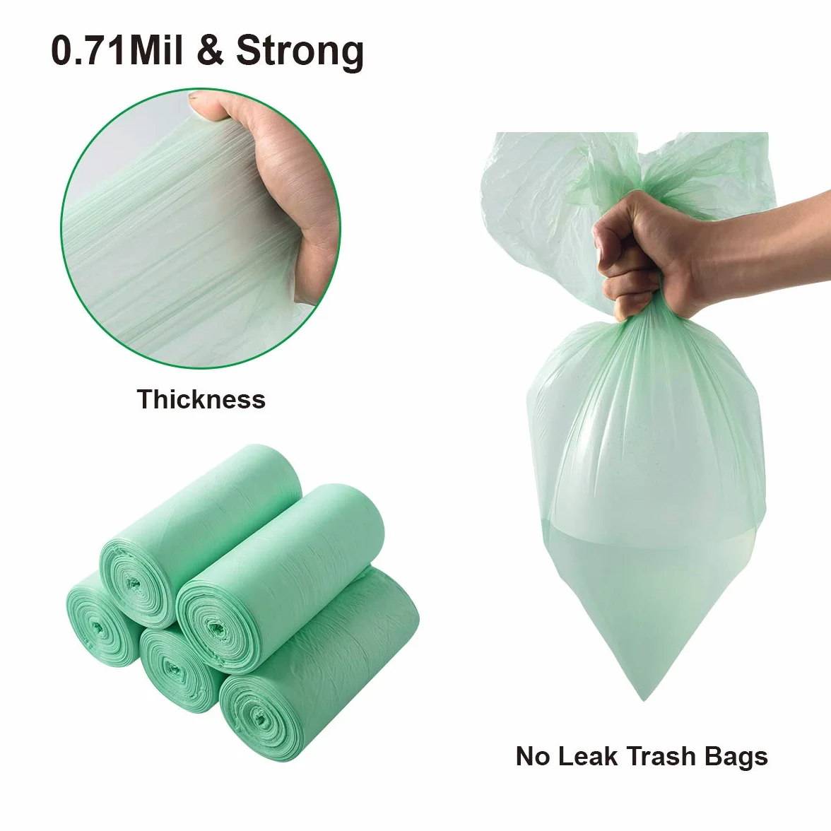 Sacchetti Spazzatura Biodegradabili 25L 150 Unità 50x60cm Verde