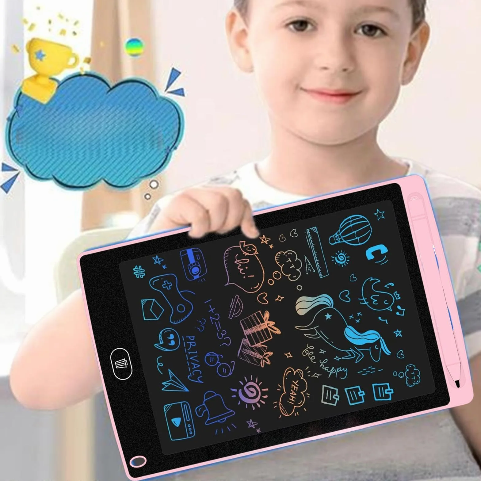 Tavoletta grafica LCD 8,5 pollici per bambini | Tablet educativo da disegno colorato