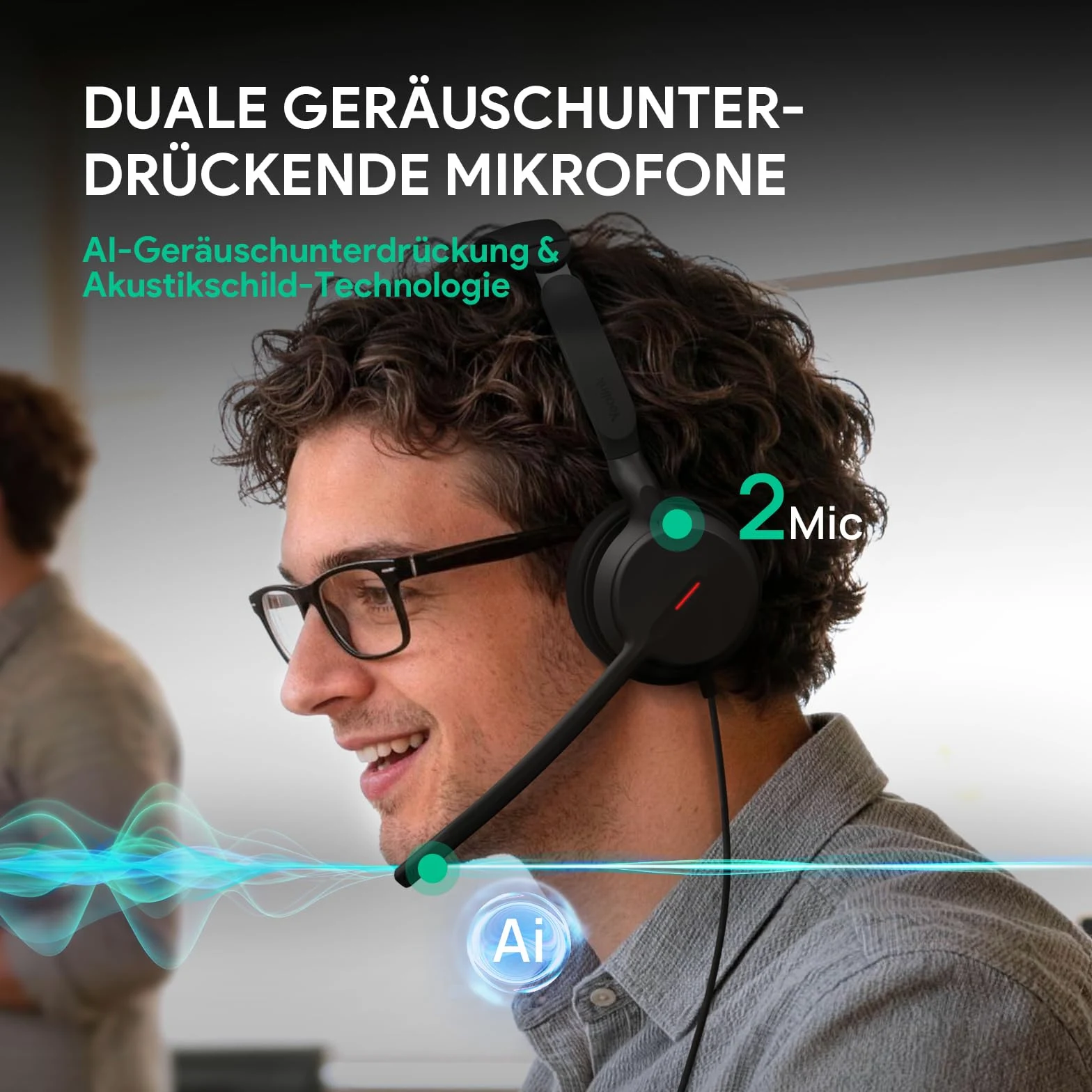 Yealink UH44 Cuffie con microfono, mono, auricolare Teams con cavo USB-C/A e cancellazione del rumore per PC, call center, ufficio e segnalazione di occupato.