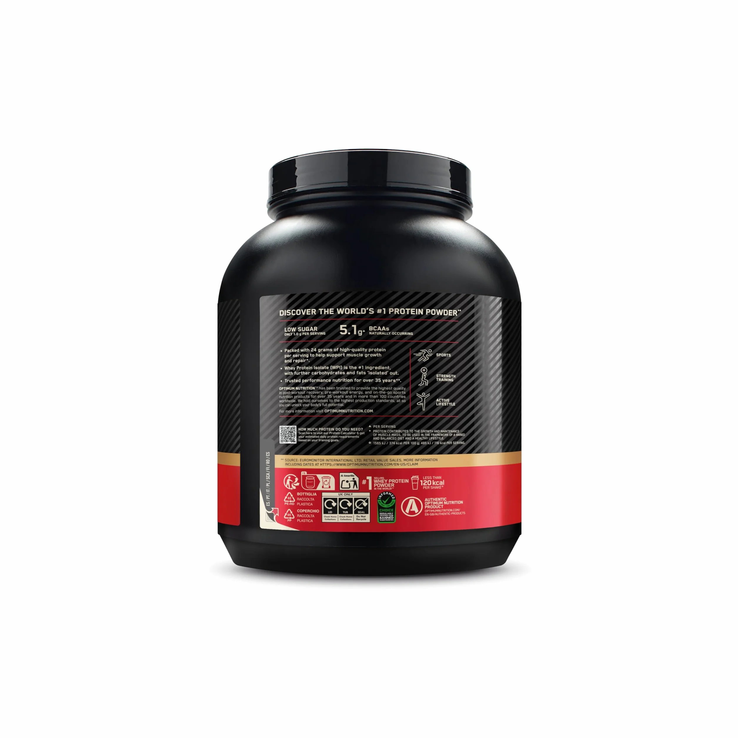 Optimum Nutrition Gold Standard 100% Whey Proteine in Polvere Doppio Cioccolato 2.26kg 73 Porzioni