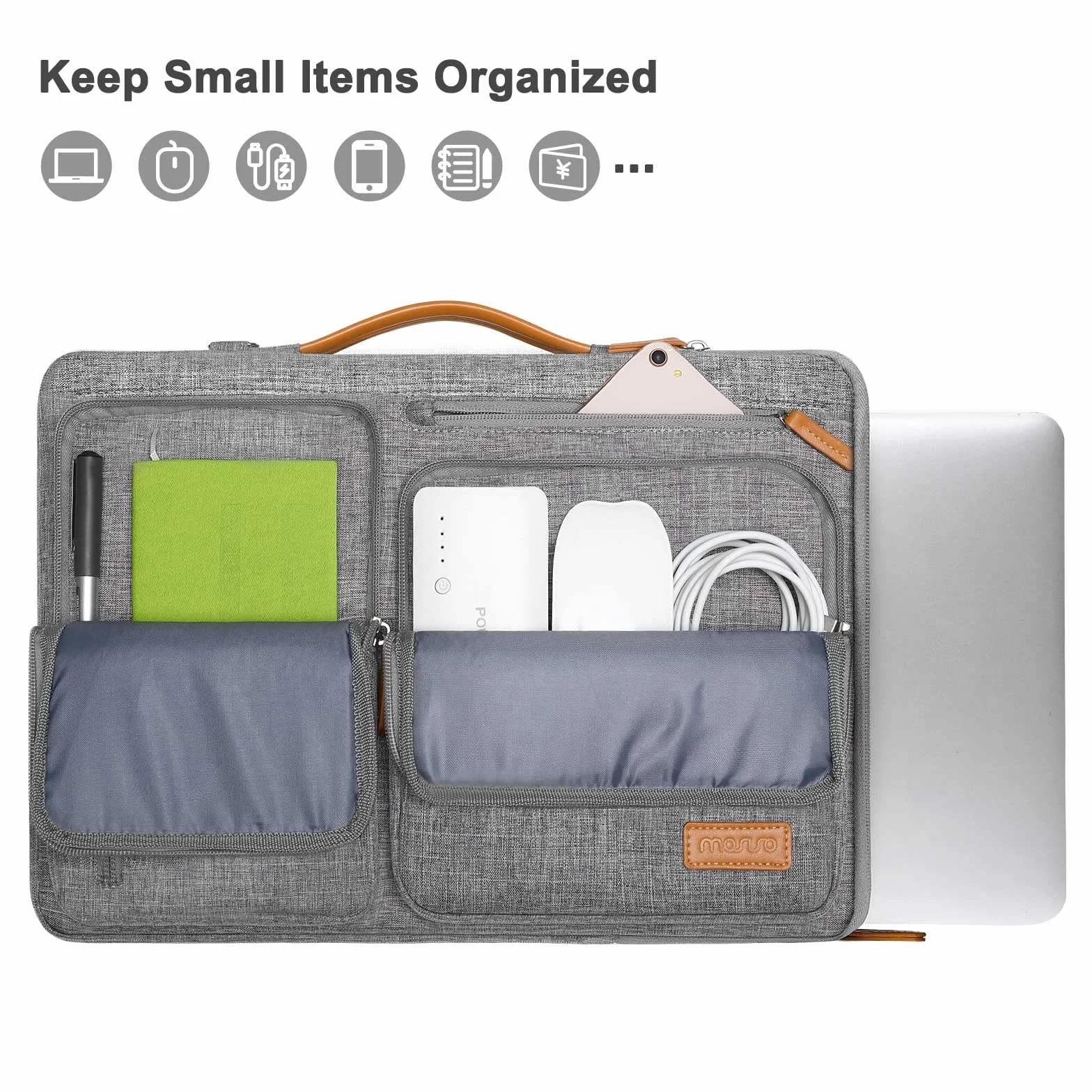 MOSISO Borsa Tracolla Laptop, Custodia Computer,Lato Open Borse Messenger&4 Cerniera Tasche&Handle