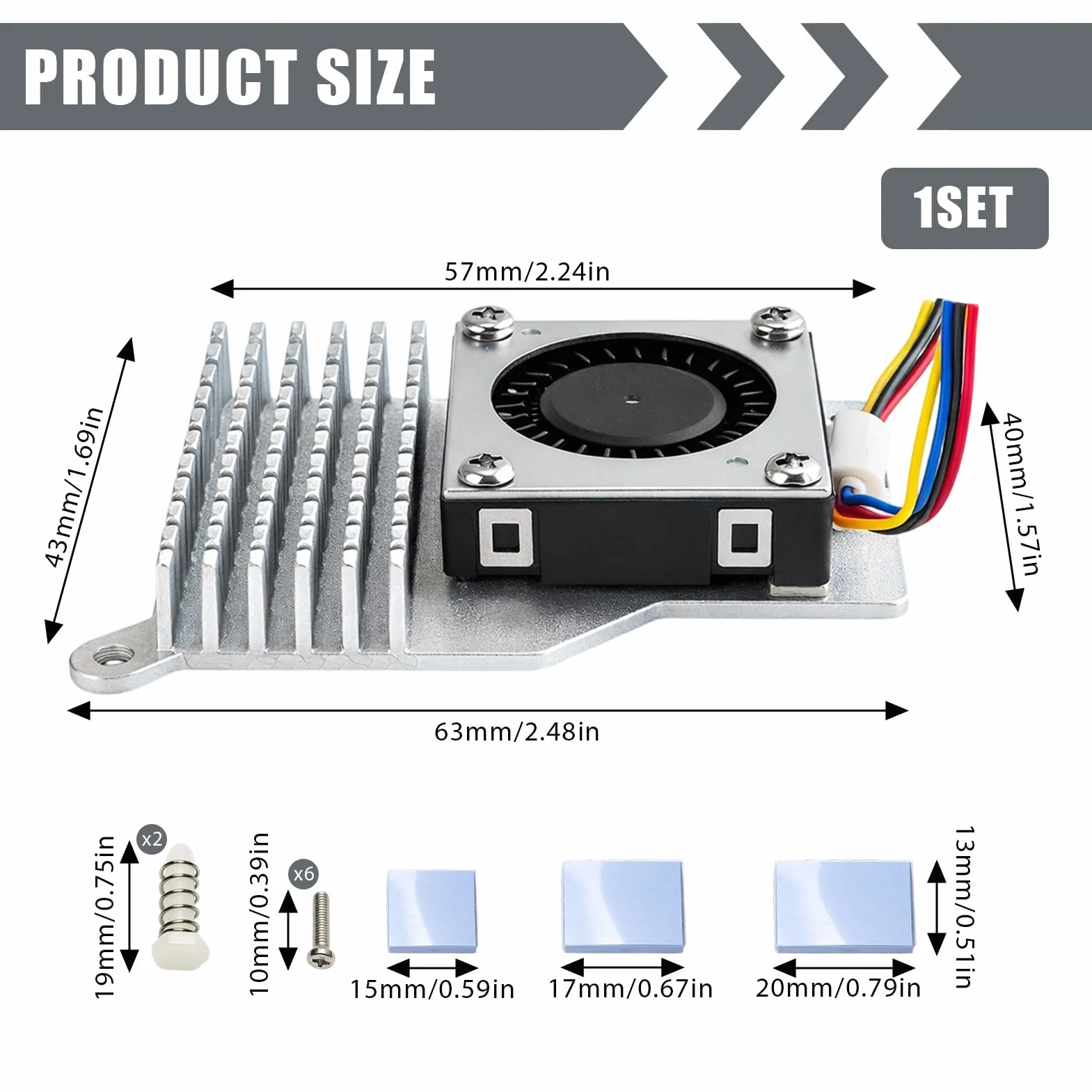 Dissipatore di calore attivo per Raspberry Pi 5, in alluminio con ventola controllata dalla temperatura, compatibile con RasPi 5 4 GB/8 GB, radiatore attivo ad alte prestazioni per dissipazione del