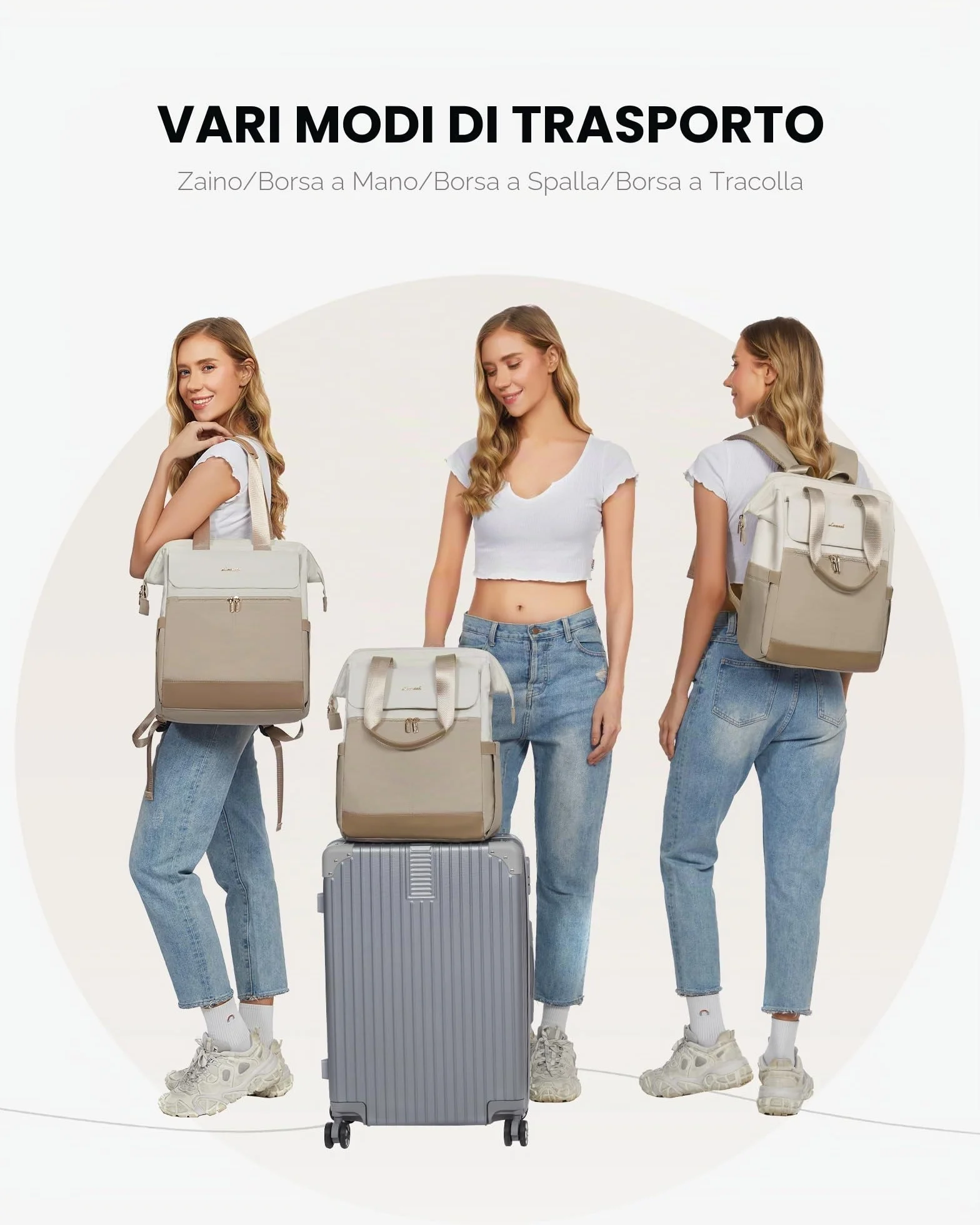 LOVEVOOK Zaino Porta PC Donna 15,6 Pollici, Antifurto e Impermeabile, Con Porta USB per Lavoro, Università, Viaggi, Docente, Ufficio, Scuola