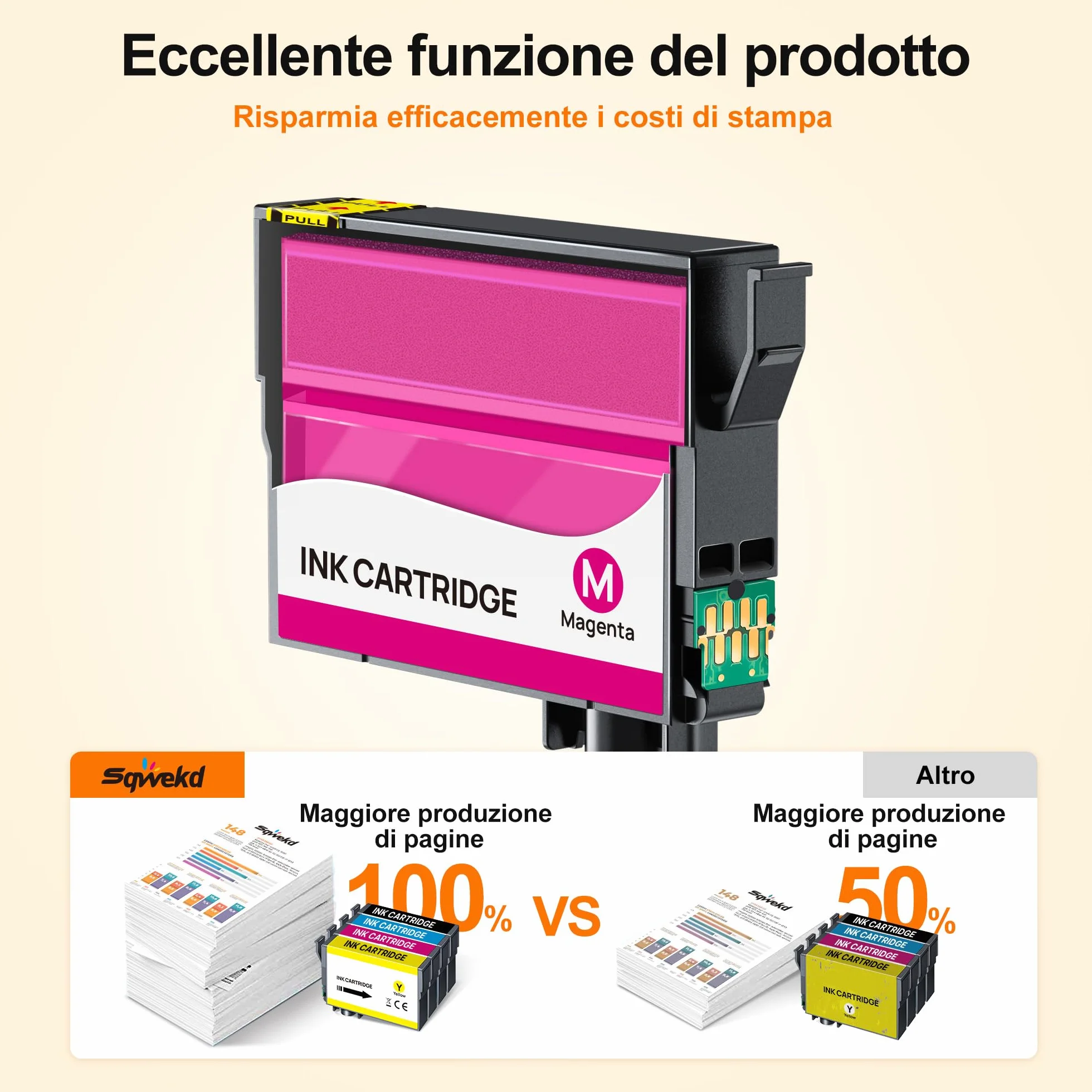 Sqwekd Cartucce d'inchiostro Compatibili per 604XL per Epson Expression Home XP-2200 XP-2205 XP-3200 XP-3205 XP-4200 XP-4205 per Workforce WF-2910DWF WF-2930DWF WF-2935DWF WF-2950DWF (4 Pack)