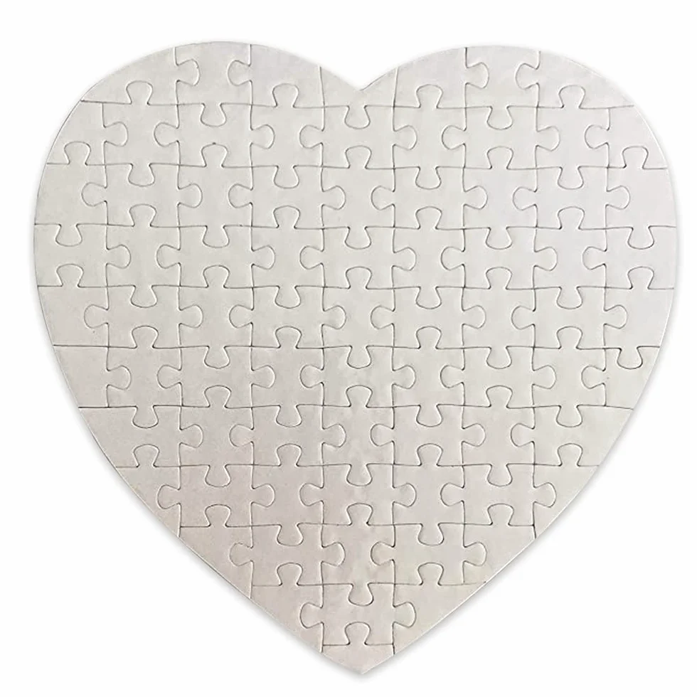 MR.R Sublimazione Blanks Heart Puzzle, Puzzle bianco vuoto per sublimazione trasferimento di calore, 12 set per confezione