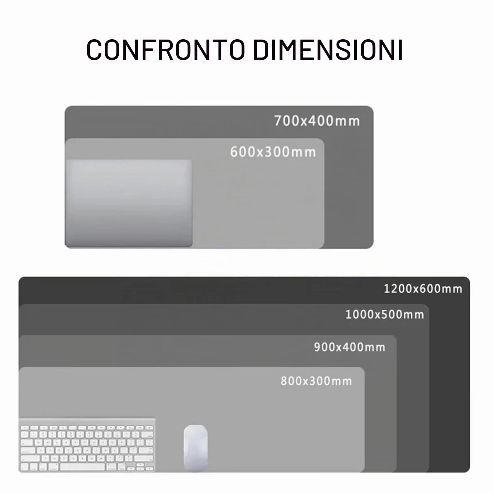 Tappetino per Mouse da Gioco Nero Bianco Grigio Tappetino Mouse XXL 1200x600x3mm Morbido Confortevole e Resistente Fondo Antiscivolo in Gomma Naturale Adatto per Ufficio e Gioco