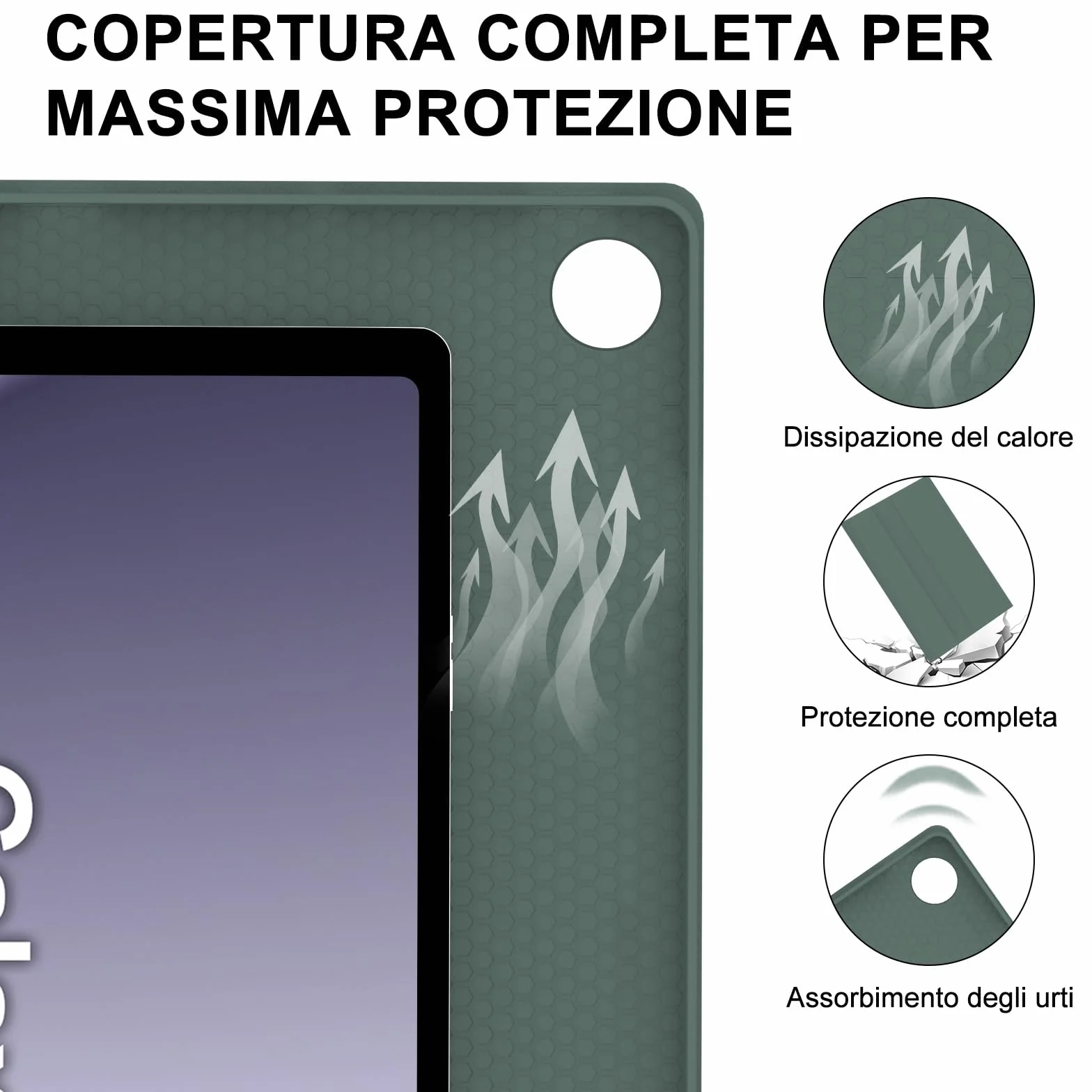 IVEOPPE Tastiera Samsung Galaxy A9 Plus 11" 2023, Cover Tastiera Italiano Bluetooth Rimovibile per Samsung Galaxy Tab A9+ 2023 11 Pollici SM-X210/X216/X218, Verde scuro