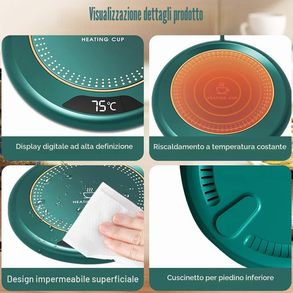mizikuu Scalda Tazza da Caffè USB, Scalda Bevande Elettrico con 3 Livelli di Temperatura Scaldatazze Caffè con Spegnimento Automatico Sottobicchiere a Temperatura Costante Scaldabagno Intelligente