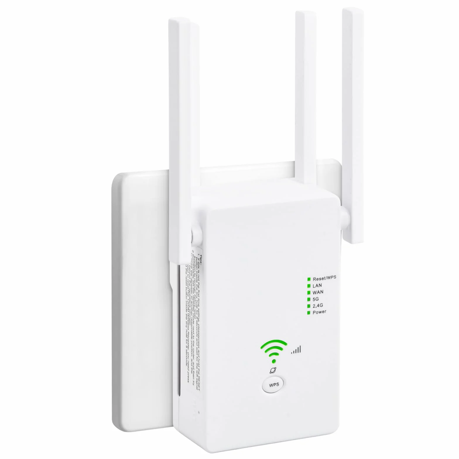 Ripetitore WiFi Potente Per Casa, 1200Mbps WiFi Extender Dual Band 5GHz & 2,4GHz con 4 Antenne, Porta Ethernet, WPS, Amplificatore Wifi Supporta Modalità Ripetitore/Router/AP (Bianco)