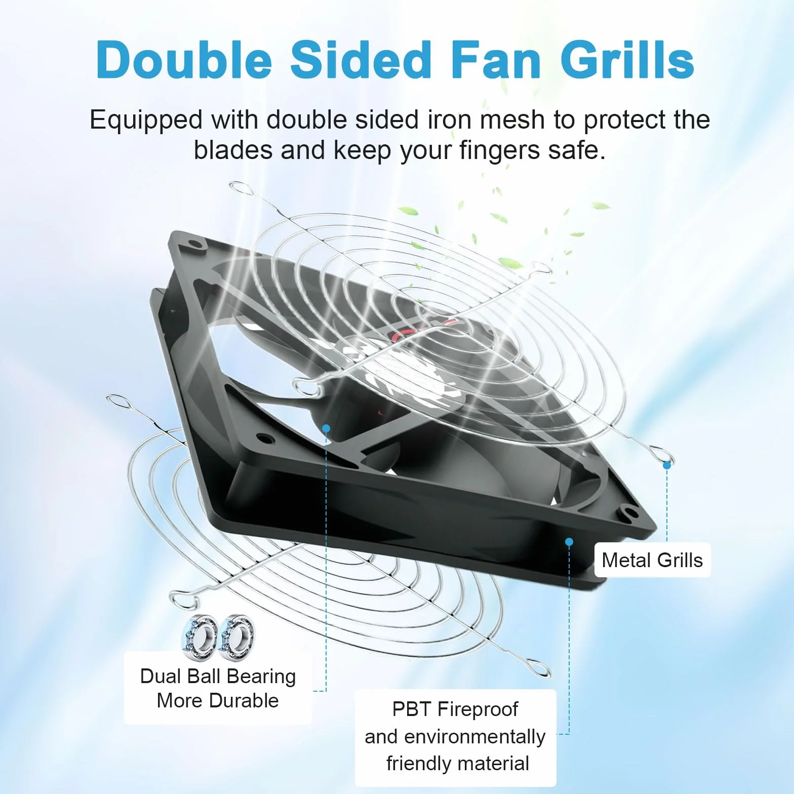 Ventola per PC da 120 mm, ventola da 12 V con spina di alimentazione e regolatore di velocità continuo (2750 RPM) – silenziosa e potente ventola per computer, server, PC da gioco, cabina AV, router