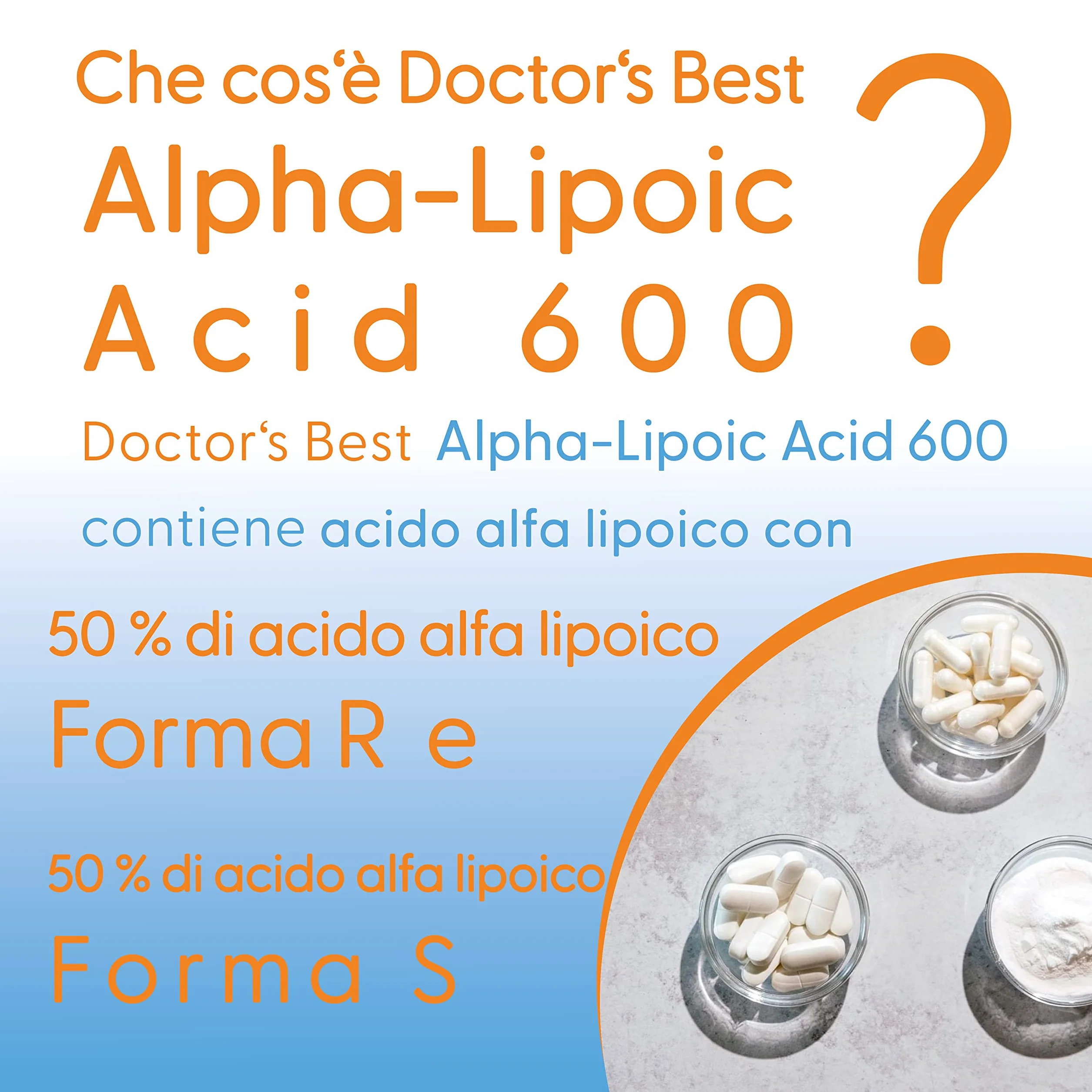 Doctor's Best Alpha-Lipoic Acid 600mg Depot 60 Capsule vegan non OGM Senza Glutine