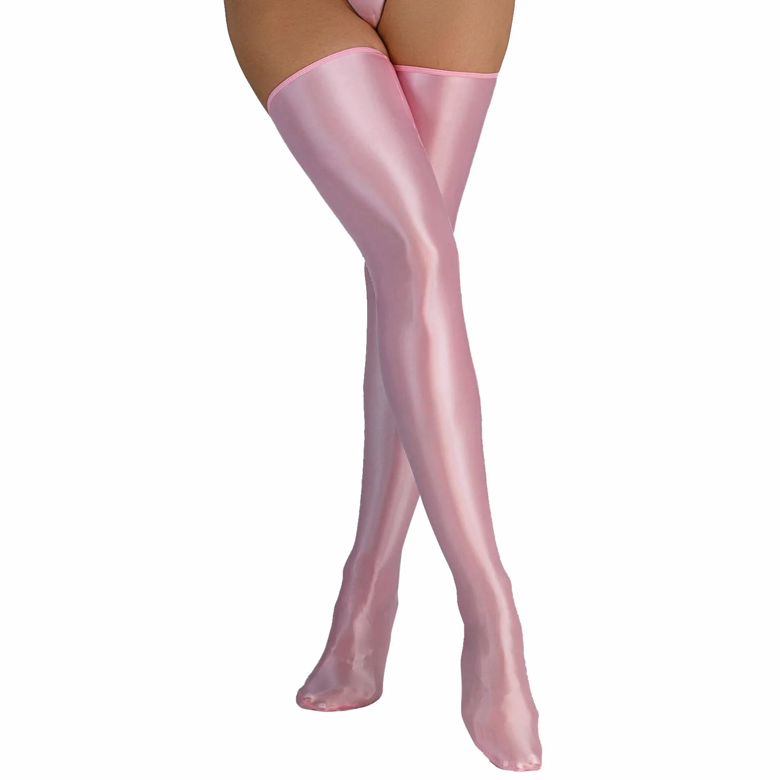 Calze in pelle lucida da donna elasticità per cosce lingerie due pezzi