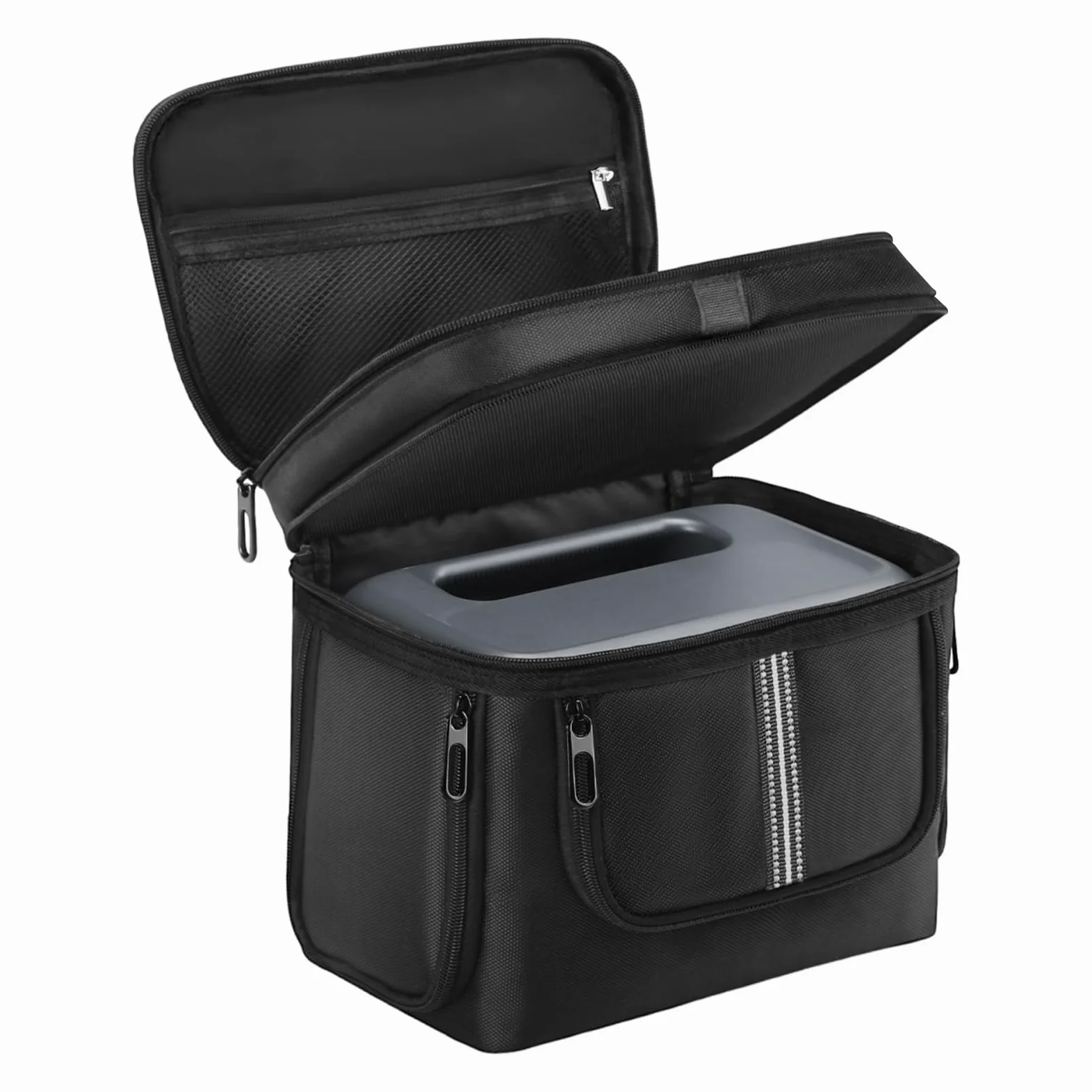Borsa per centrali elettriche, porta cavo di ricarica, organizer da viaggio, in nylon impermeabile, tracolla con manico, per escursionismo, campeggio, spiaggia, barbecue, 39 x 27 cm, colore nero, 1