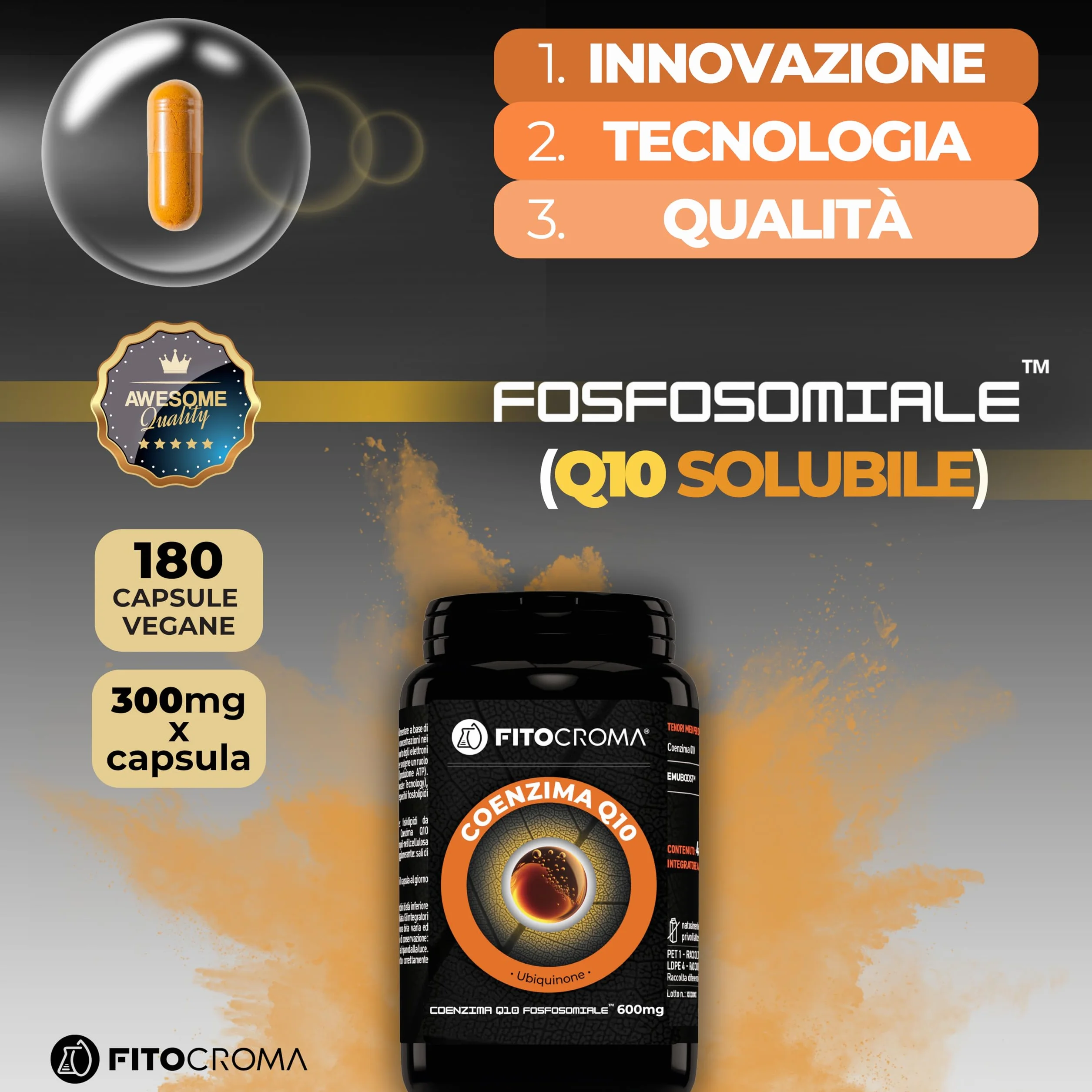 Coenzima Q10 300mg 180 capsule Ubiquinone Fosfosomiale™ Coq10 integratore