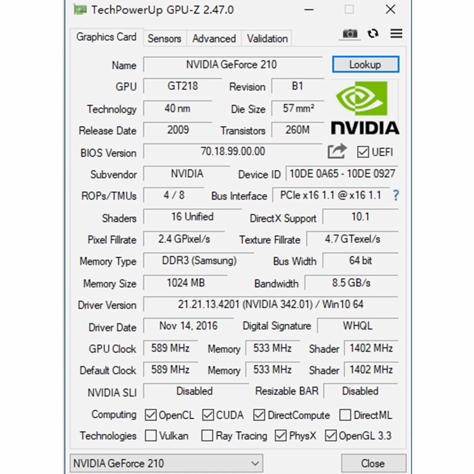 QTHREE GeForce GT 210 Scheda Video, 1GB DDR3 64-bit, HDMI DVI VGA, Low Profile, Scheda Grafica per PC, PCI Express x16, DirectX 10